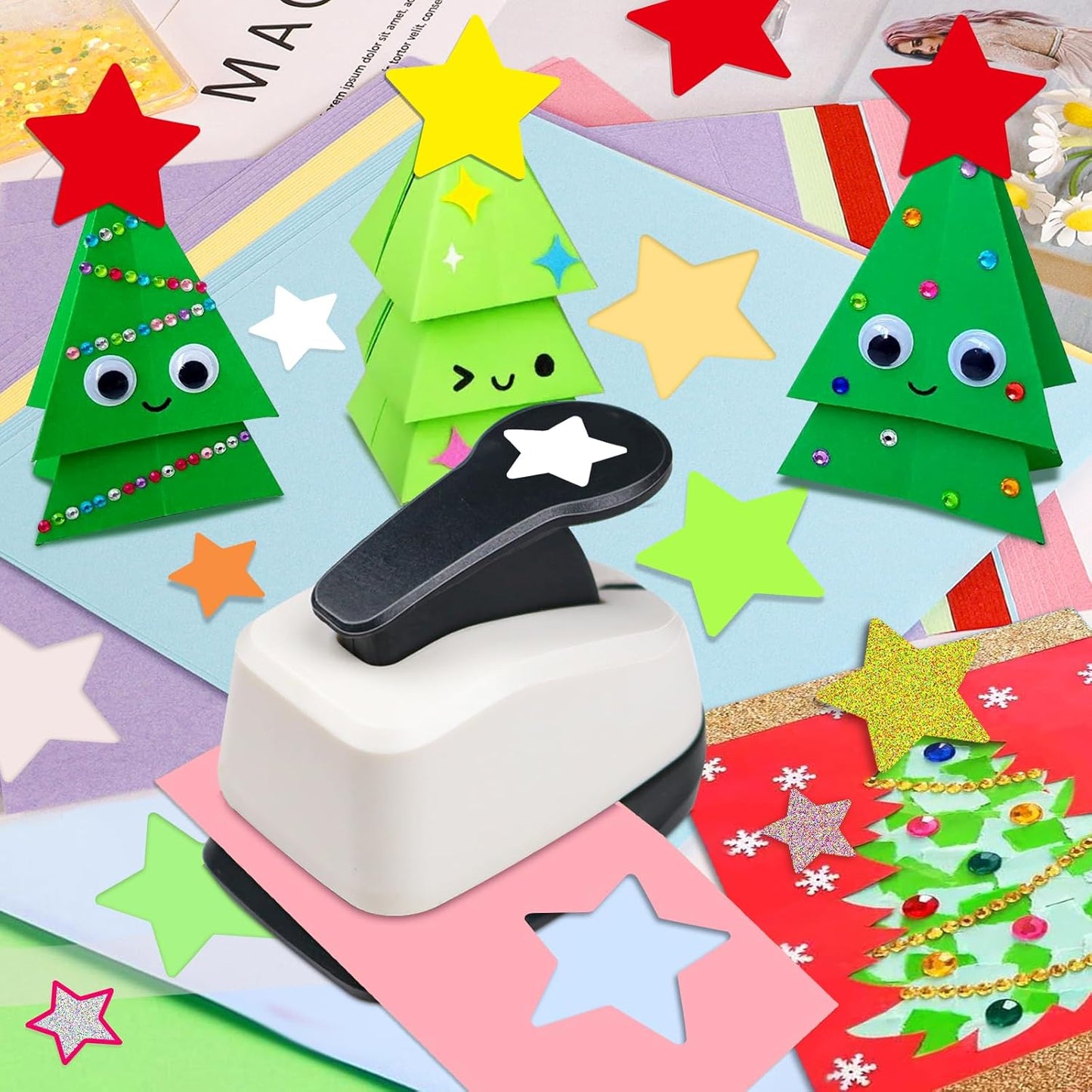 Star Hole Punch, Star Paper Punch, Stars Punches for Paper Crafts, StarPuncher for Crafts, 1 inch Stars Shaped Hole Punches, Crafts Puncher for Scrapbooking DIY Papers Projects