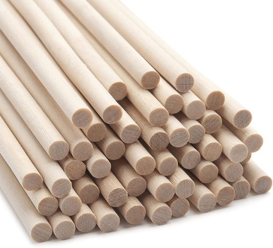 Wood Dowels Wooden Dowel Rods 1/4 x 12, 50 PCS Wooden Sticks for Crafts, Macrame Dowels, Unfinished Small Wood Sticks for Crafting, Lollipops and Tiered Cake, Photo Booth Props, Wedding Ribbon Wands
