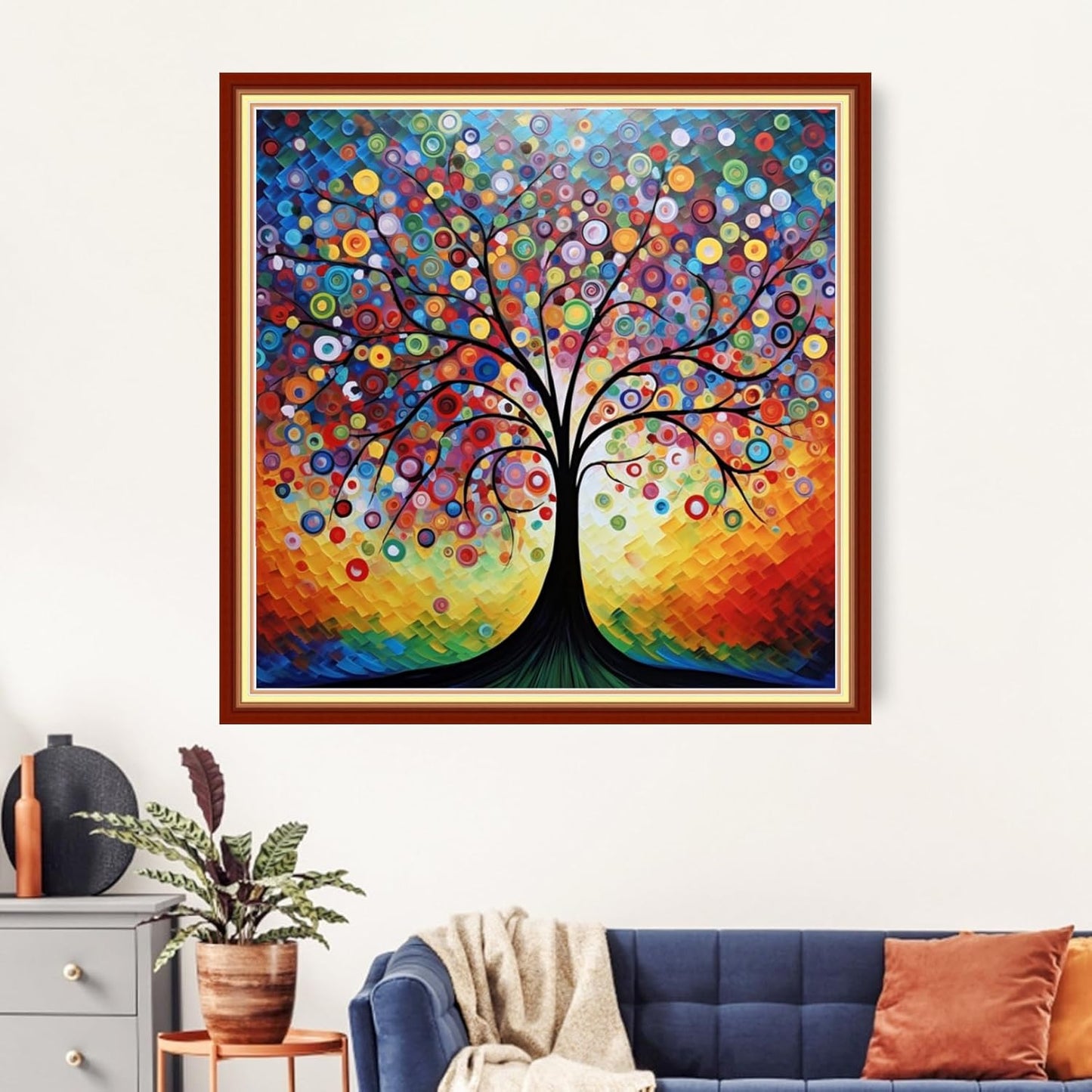 Artvxeay Cross Stitch Kits Stamped Full Range of Embroidery Kits for Beginners Adults 11CT Pattern Stitch Embroidery Kits Needlepoint Kits DIY- (Colorful Starry Sky Tree 18x18 inch)