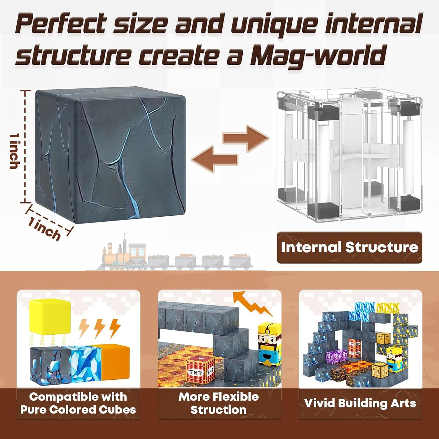 Magnetic Blocks-Build Mine Magnet World Sword Edition Mine Sword Caverns Magnet Classroom Must Haves Toddler Toys for Boys & Girls Age 3-4 4-5 6-8, Sensory Montessori Toys for Kids for 3+