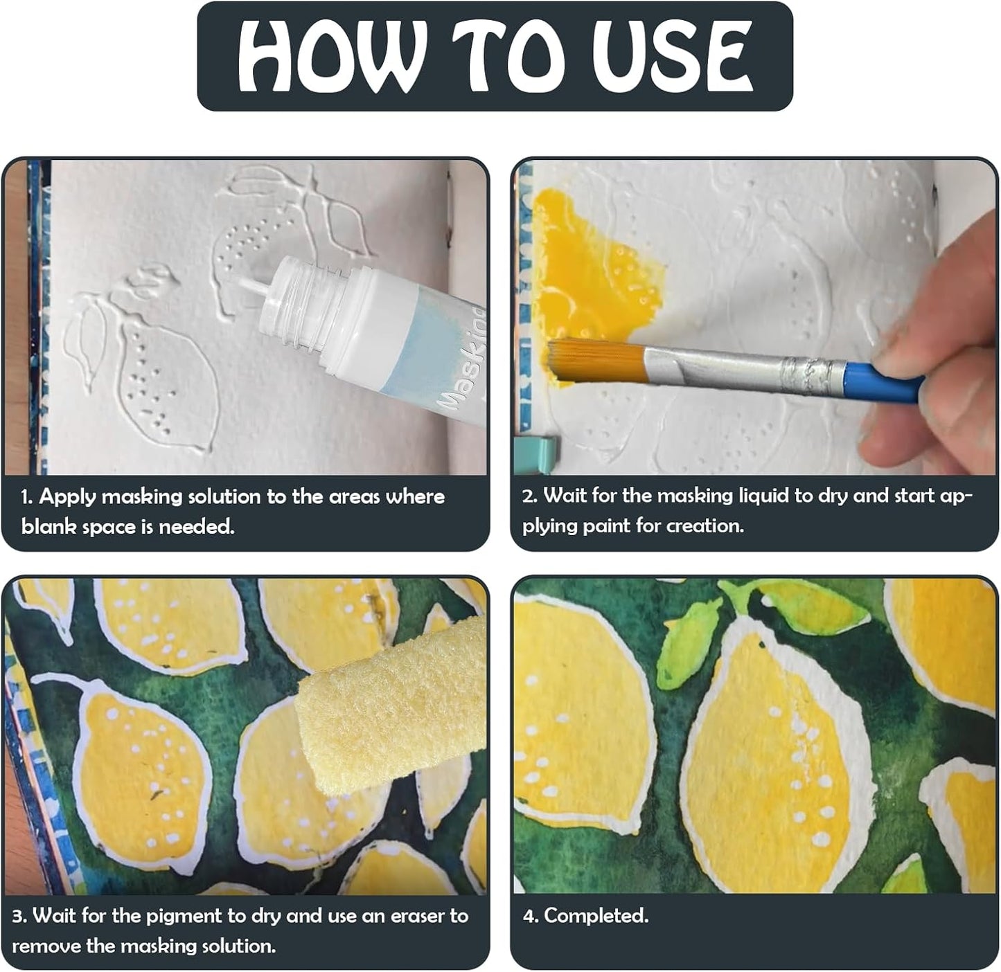 White Masking Fluid for Watercolor Painting 120ml, Resistant Ink and Pouring Paint, Watercolor Masking Fluid Keeps Areas Colorless and Edges Sharp