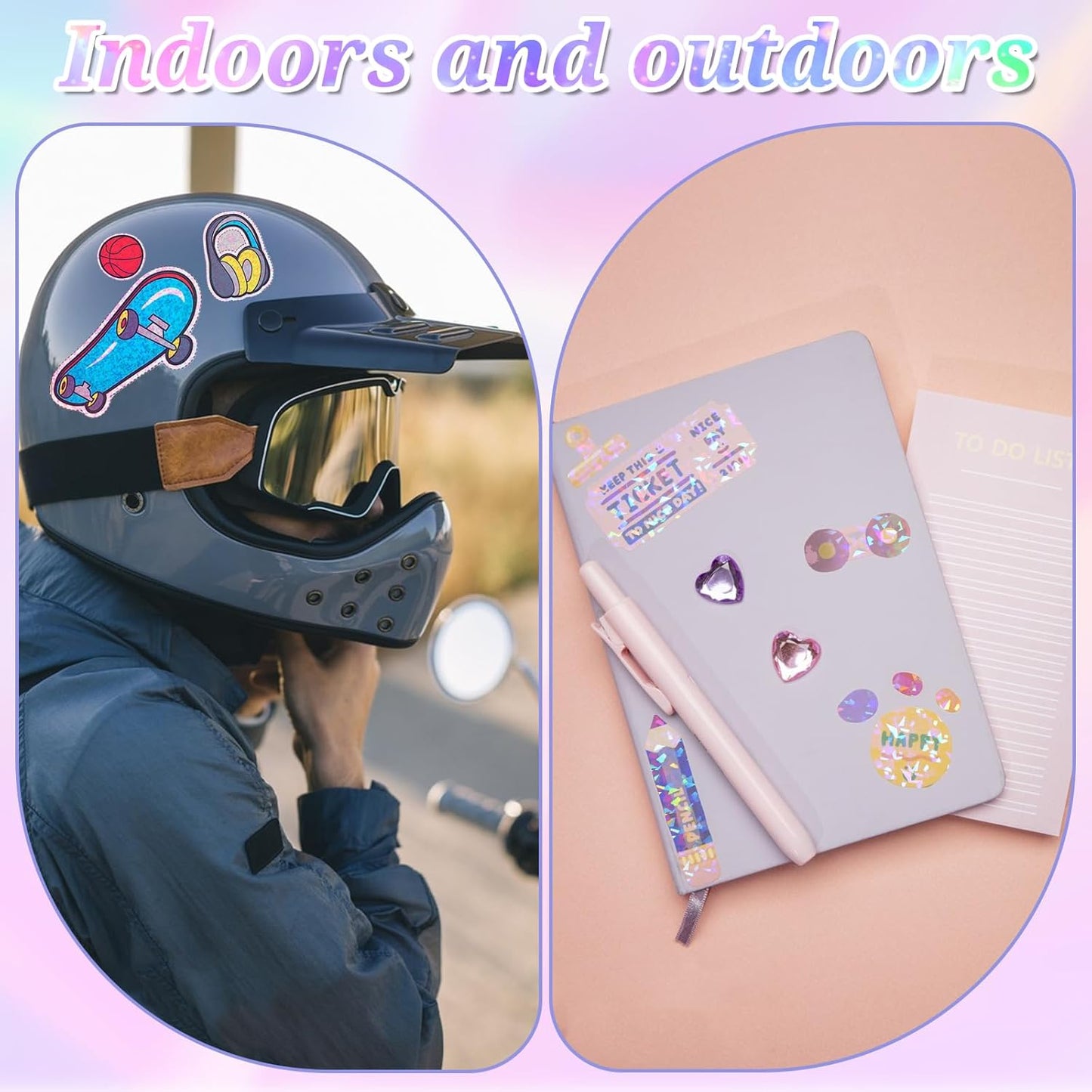 120 Sheets Holographic Sticker Paper, Vinyl Waterproof Laminating Sheets Self-Adhesive Overlay Laminate Sticker Transparent Rainbow Laminate Film 5 Styles Mixed (11 × 8.5 Inch)