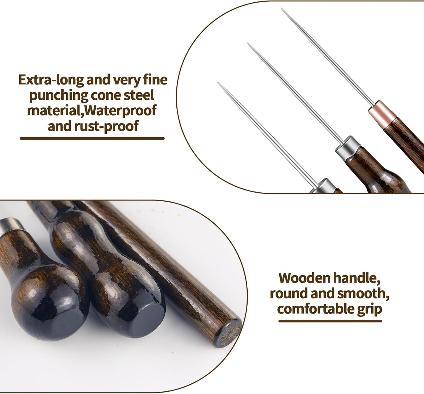 6 PCS Awl Tool Set, Leather Punch Stitching Marking Awl Tool, Gourd Shape Handle Punch Tool for Leather Sewing, Marking, Crafts Wood, Shoe Repair