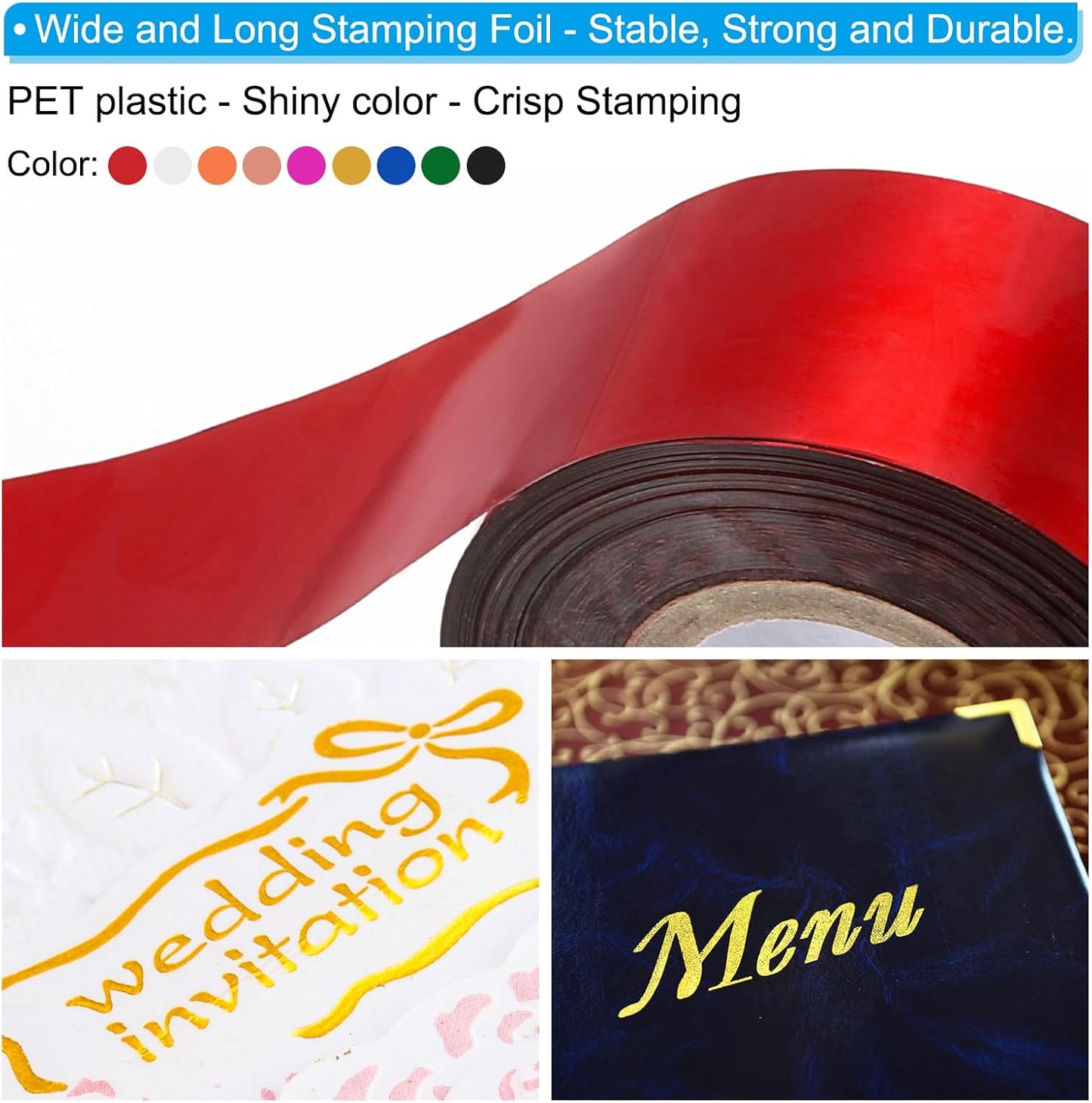 PATIKIL 1.6"x400Ft Hot Stamping Foil Paper,Heat Transfer Hot Stamping Paper Foil Roll for Leather DIY Logo Decor Craft Gift Card Package Scrapbook,Green