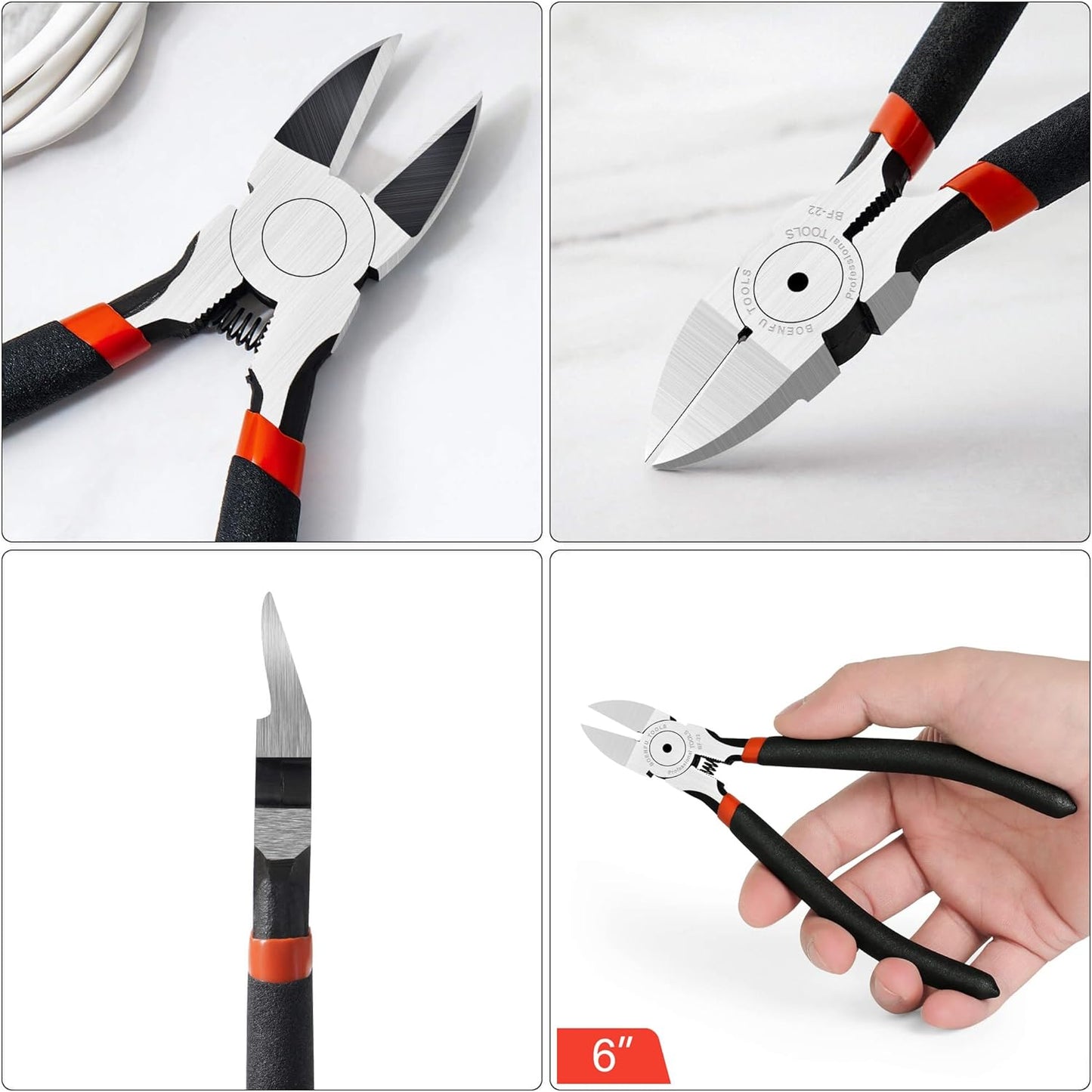 BOENFU Wire Snips Floral Wire Cutter Jewelry Wire Snippers 6 Inches 2 Pack Flush Cut Pliers Side Cutters Metal Cutting Tool for Crafting, Floral, Artificial Flowers, Chicken Wire, Electrical