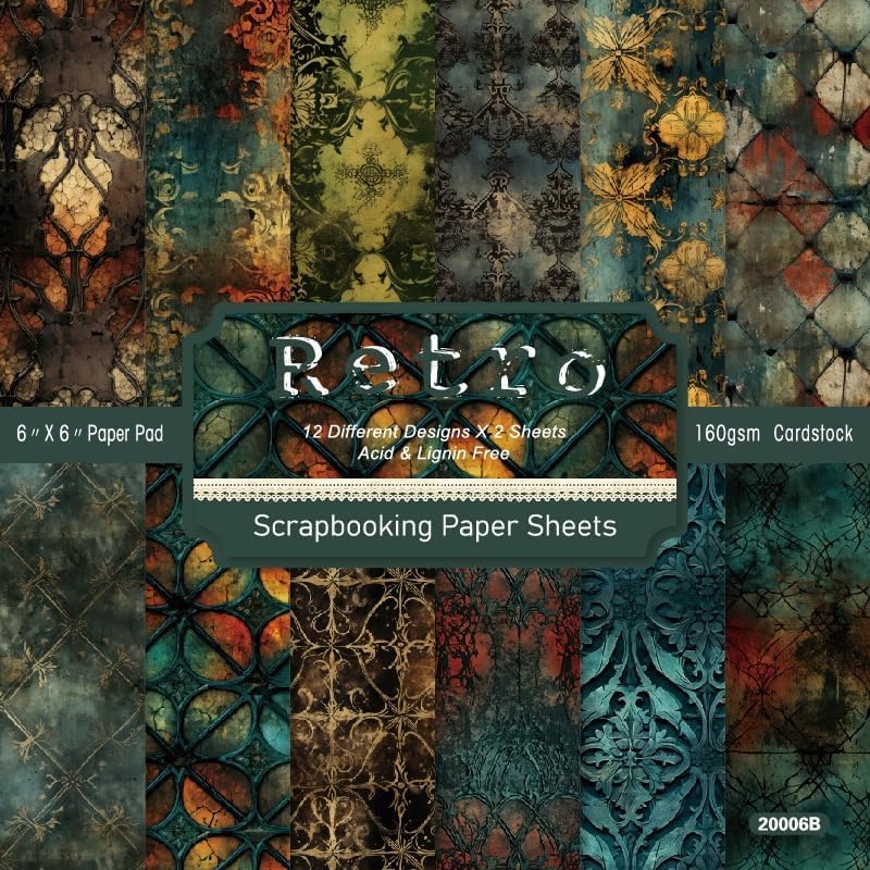 Vintage Window Scrapbook Paper Pad Color Boho Patterned Paper 6×6,24 Sheets Single-Sided Scrapbooking CardStock Papers Pad for Holiday Cardmaking DIY Origami Journaling.