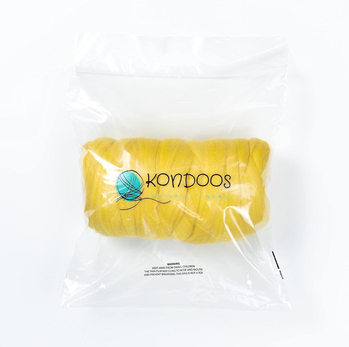 Kondoos Colored Natural Wool roving, 1 lb. Best Wool for Needle Felting, Wet Felting, handcrafts and Spinning. (Yellow Lemon, 1 lb)