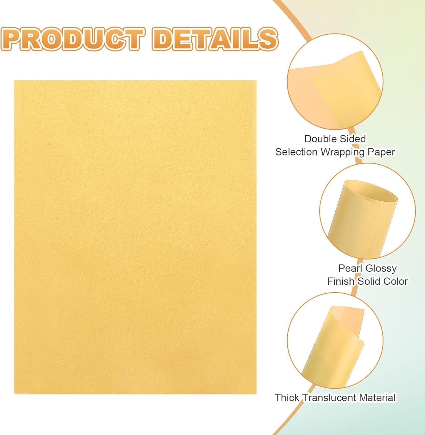 MECCANIXITY 60 Sheet Colored Vellum Paper 8.5" x 11", 100gsm Translucent Printable Vellum Sheets for Printing Wedding Invitations Inkjet Laser Printer, Bright Gold