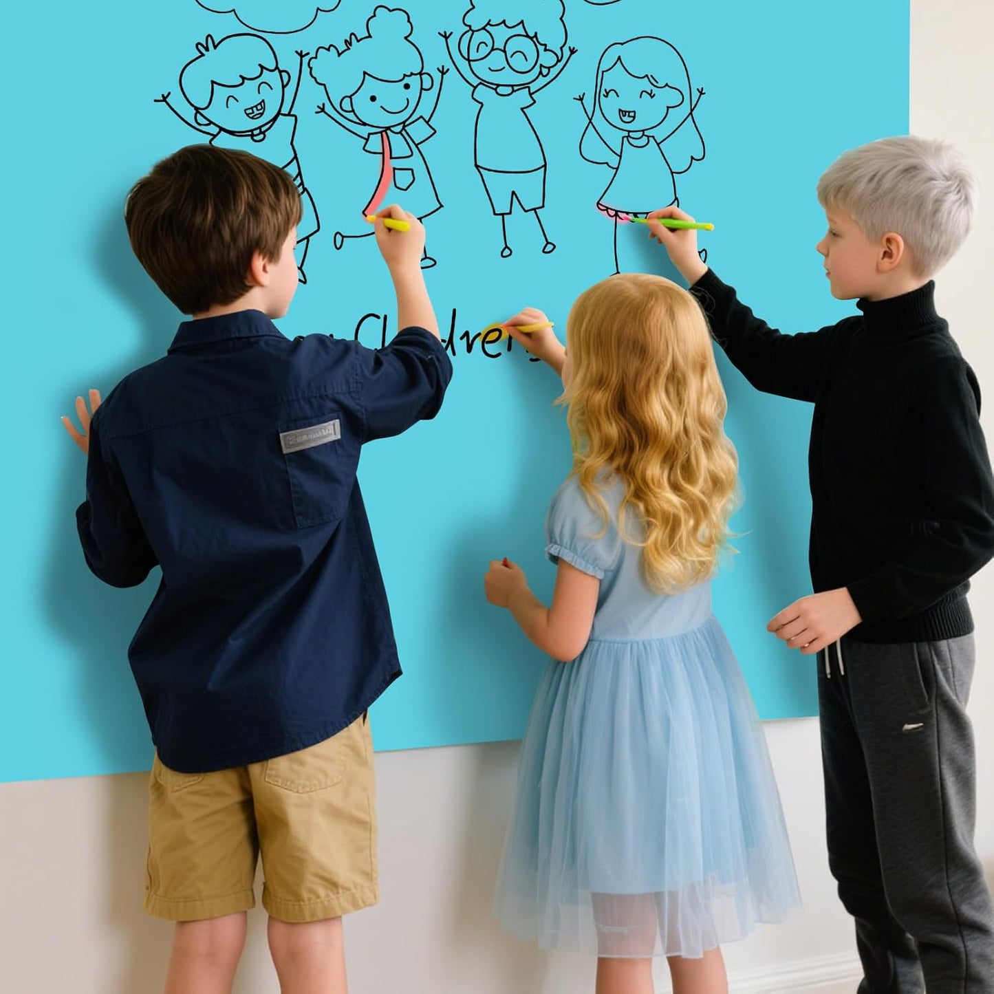 Magnetic Glass Whiteboard - Glass Dry Erase Board 48"x36" Large Frameless Glass Board for Walls Office School and Home, Blue