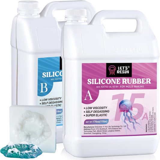 LET'S RESIN Silicone Mold Making Kit 15A, 4H Faster Curing Liquid Silicone Rubber, Super Elastic Translucent Clear Mold Making Kit, Molding Silicone for Silicone Molds, Soap Making, Clay(22lbs)