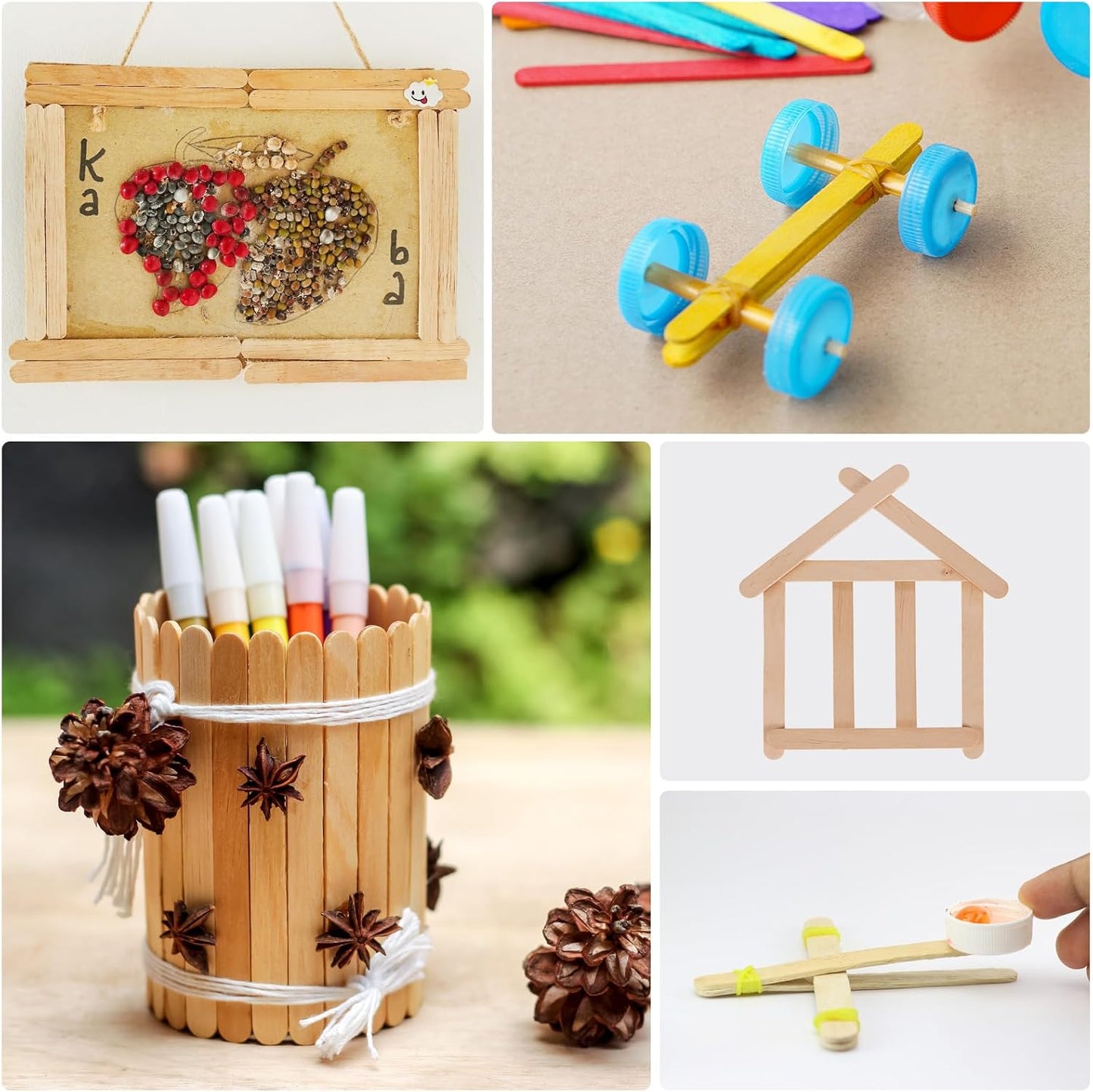 2000 Pcs 4.5" Wooden Craft Sticks, Ice Cream Sticks,Natural Wood Popsicle Stick for Waxing, DIY Wood Crafts, Hair Removal and Waxing Supplies, Paint Stirrer, Art Projects and Ice Pop Sticks