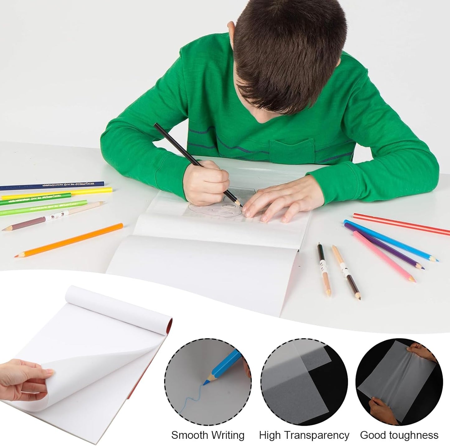 110 Sheets Tracing Paper for Drawing, 9”x12” Trace Paper, Translucent Vellum Paper Tracing Paper Pad, Tracing Pad for Sketching, Preliminary Drawing, Overlaying Images Tracing