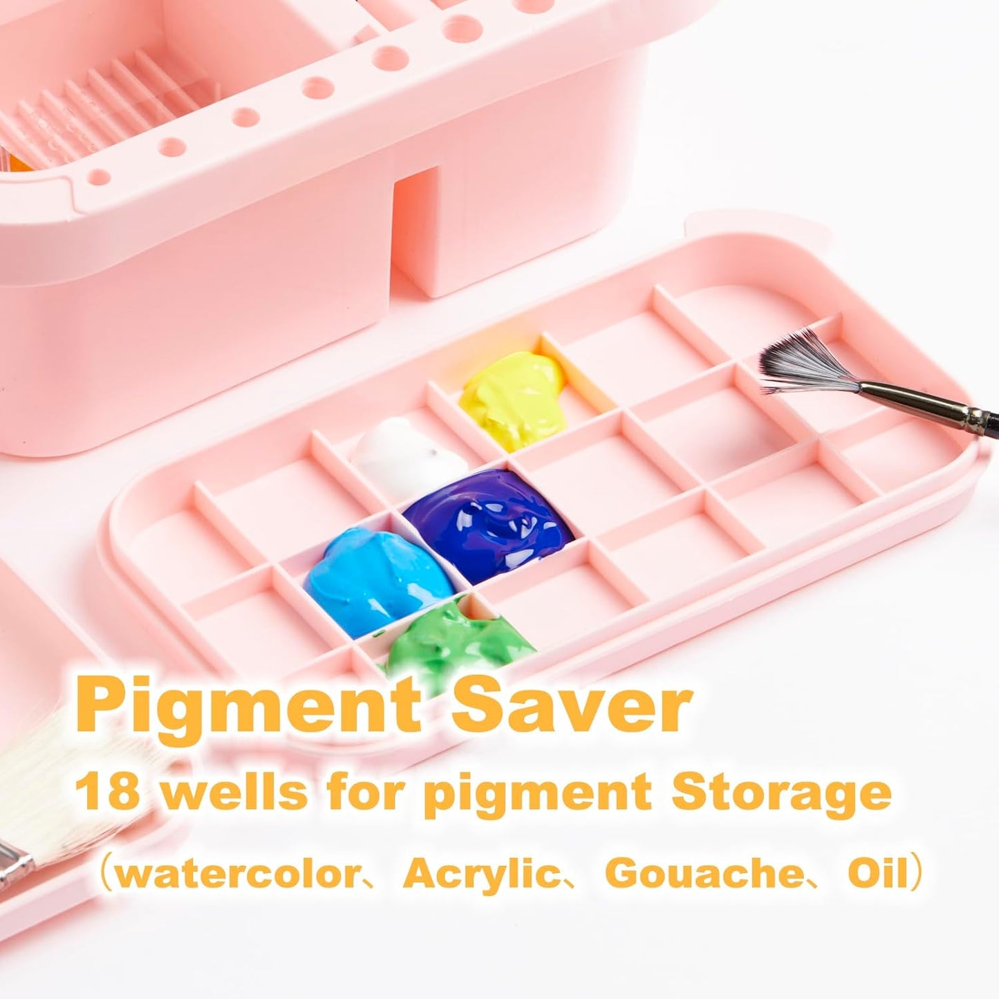 SEVENY Multifunctional Paint Brush Cleaner & Holder, Painting Accessories with handle for Acrylic, Watercolor, and Water-Based Paints(Pink)