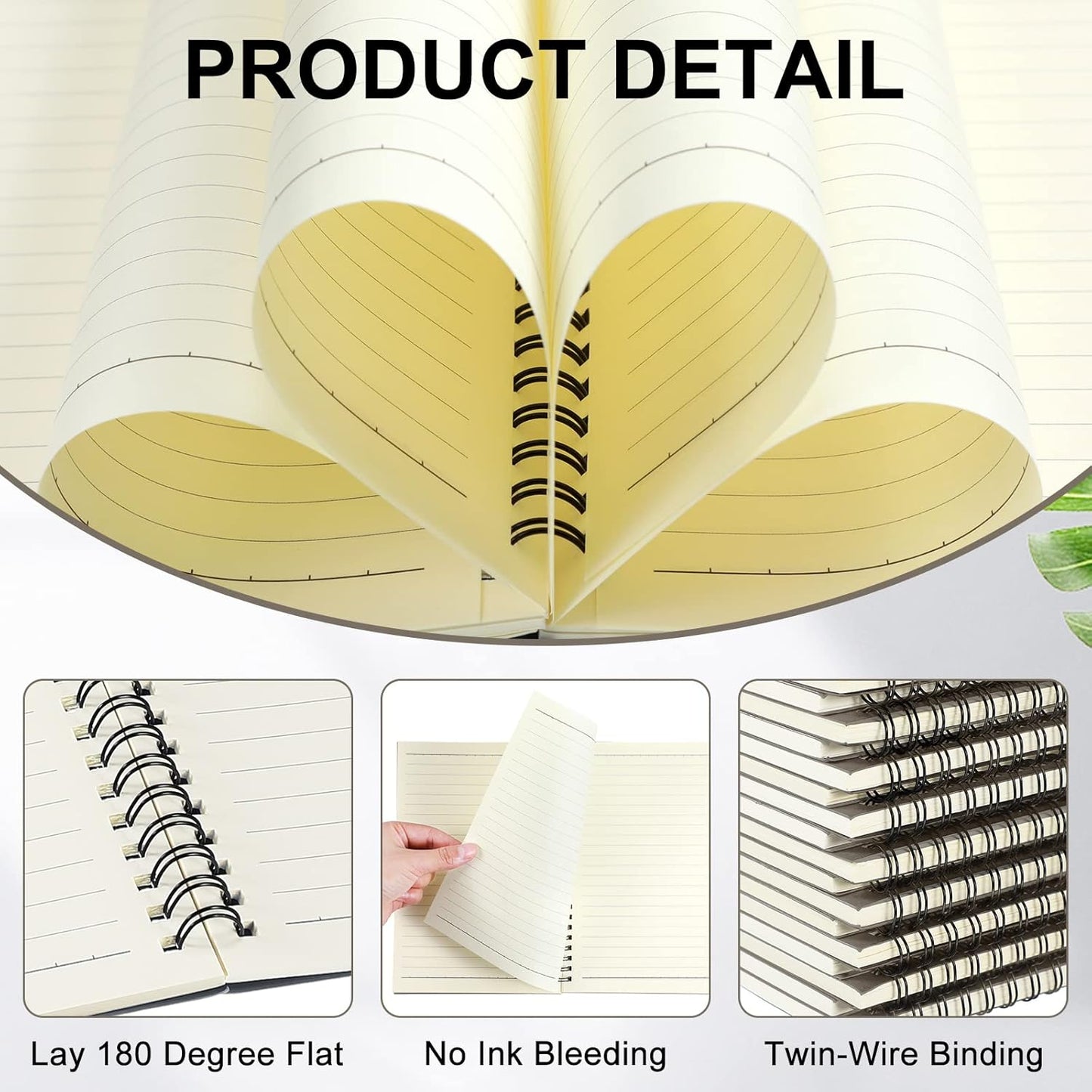 Yahenda 36 Pcs Spiral Notebook Bulk A5 Journal Lined 8.3'' x 5.5'' Writing Composition Paper Small Notepad Subject Notebook for Students Office Business Back to School Supplies (Dark Gray)