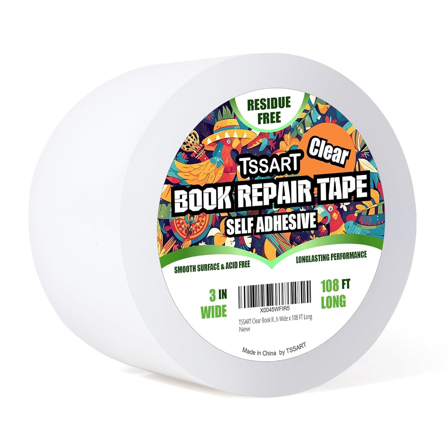 Clear Book Repair Tape - Self Adhesive Stretchable Tape, Essential Repair Tape for Reinforcing, Protecting, and Mending Books - 3 Inch Wide x 108 FT Long