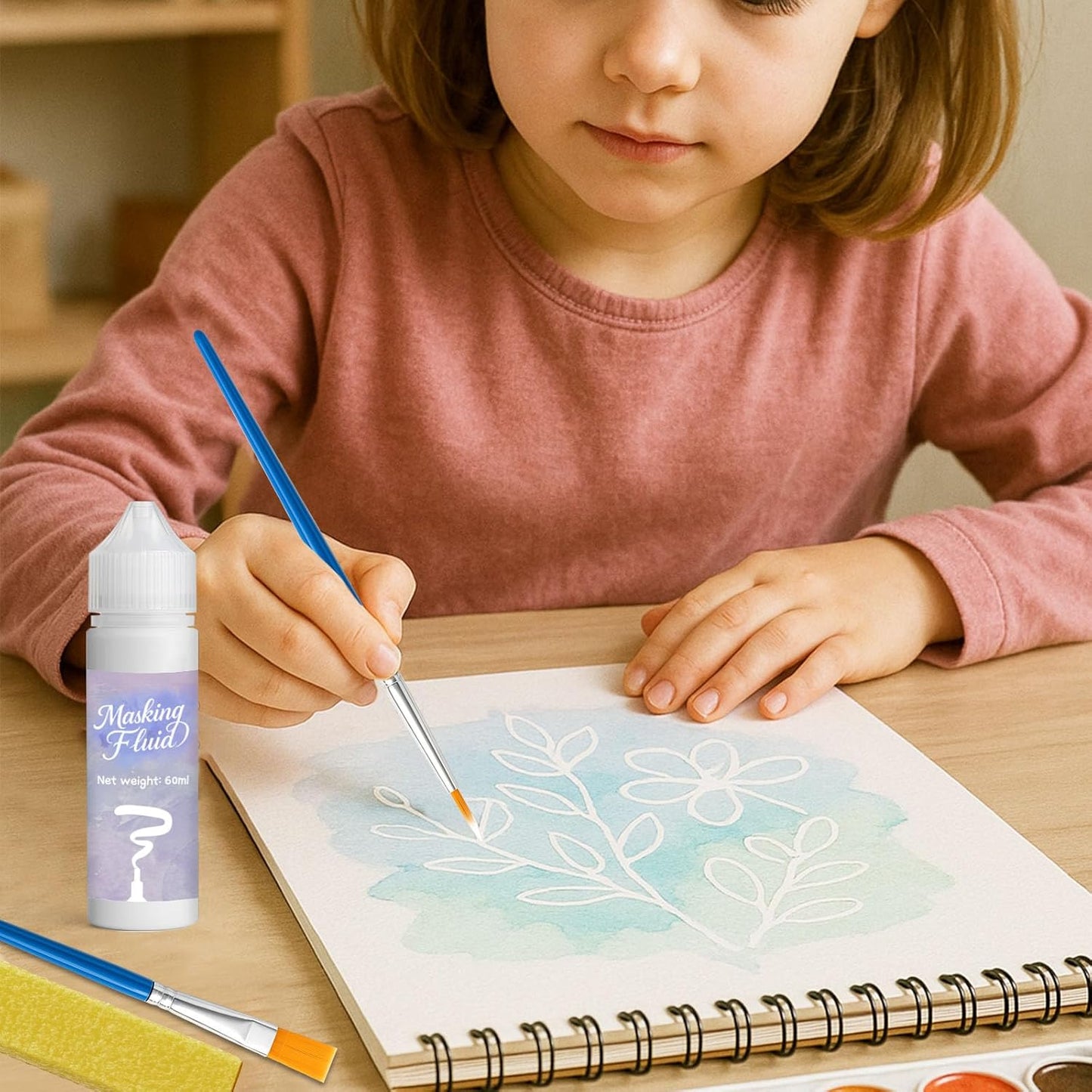 120ml White Masking Fluid for Watercolor Painting,Quick-Drying and Easy to Tear,No Residue,Suitable for Watercolor Painting to Prevent Accidental Staining,and Liquid Masking for Art Projects