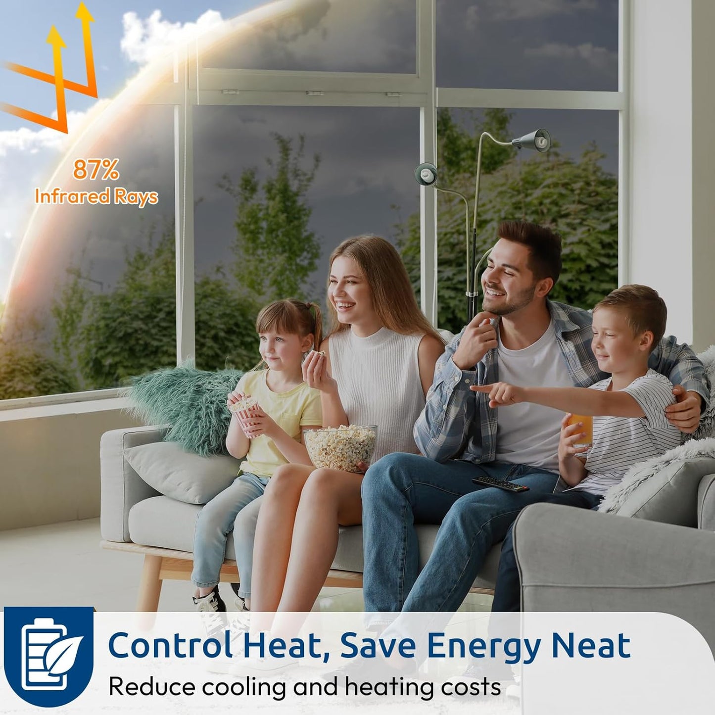 rabbitgoo Window Privacy Film One Way Window Tint for Home, Removable Reflective Heat Sun Blocking Anti UV Glass Door Covering, Mirror Tinting Film House Office, 29.5 in X 6.5 Feet, Black Silver