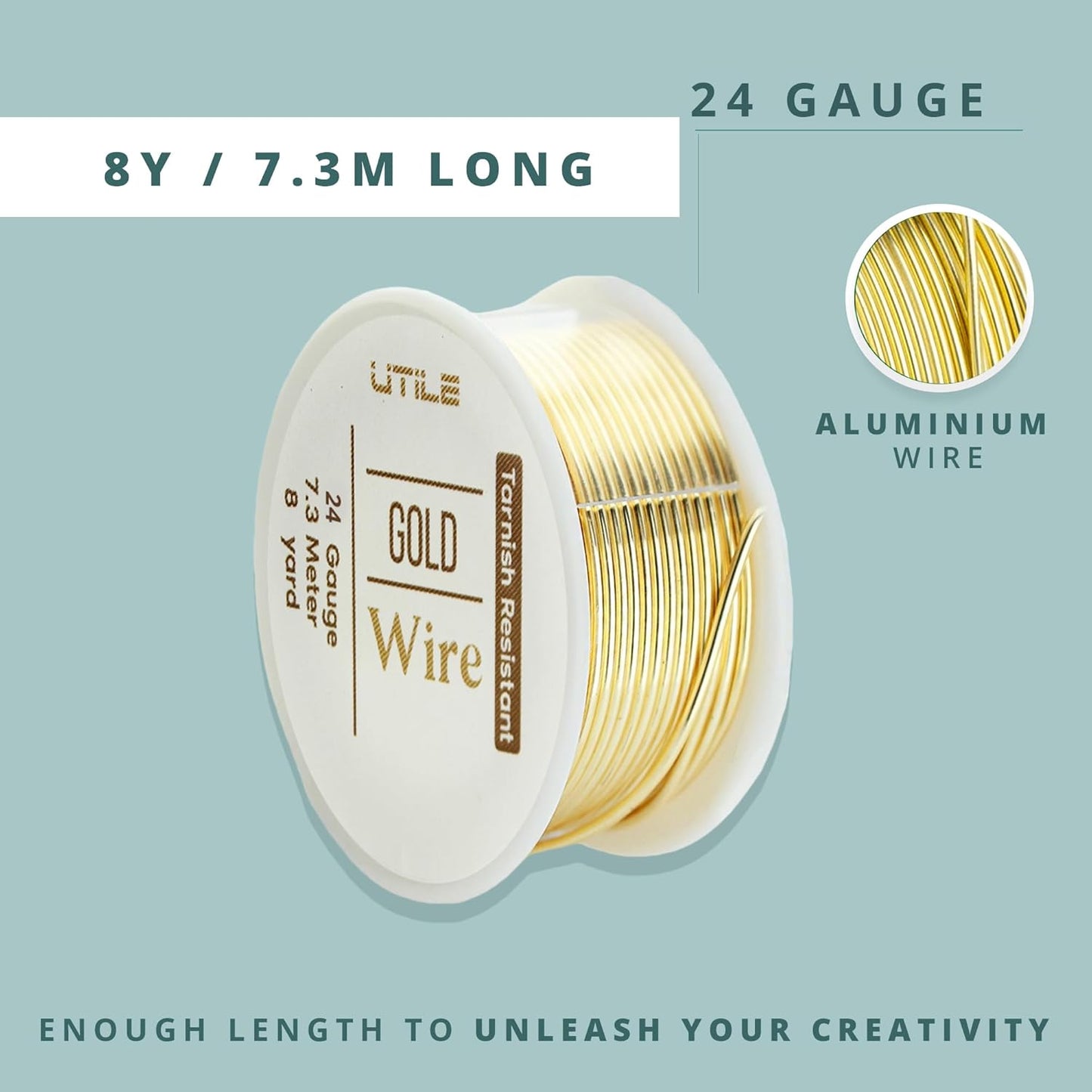 UTILE 18 20 22 24 Gauge 90 ft 99.9% Pure Soft Copper Wire for Electroculture Gardening, Jewelry Making, Crafting Wire Bendable, Plant Wire (Gold 24)