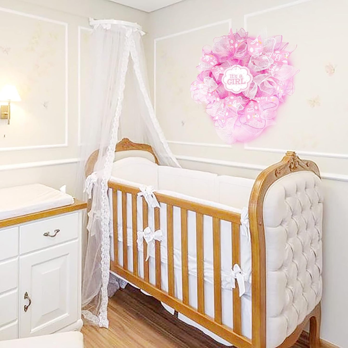 MEEDEE Pink Baby Ribbon for Baby Shower - 2.5 Inch Burlap Wired Ribbon for Diaper Cake, Welcome Home Baby Girl Shower Favors Gift Box Table Decor (10 Yards)