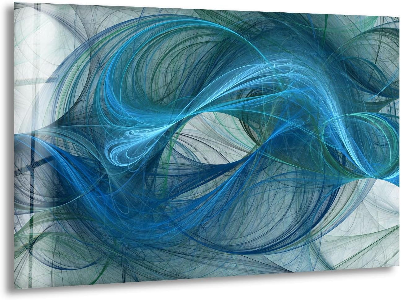 My Photostation.com 28Wx18H'' Blue Energy Abstract Wall Art – Fluid Motion Glass PrintTempered Glass Printing Wall Decor Large Wall Art Wall Hangings