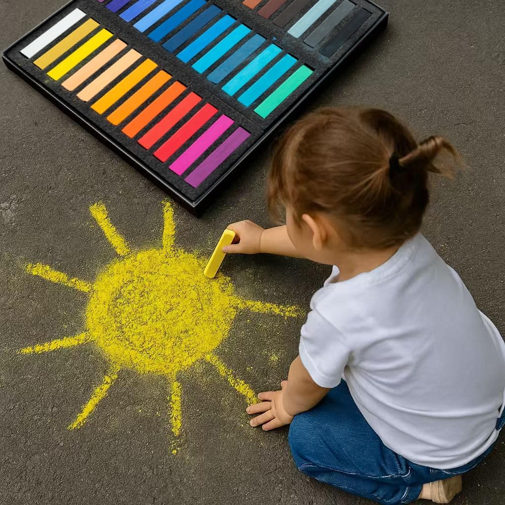 Soft Pastels Set, Square Chalk Pastel Sticks, Assorted Colors for Artists, Students & Beginners, Drawing, Coloring, Sketching, Shading, Blending & Layering (36 Colors)