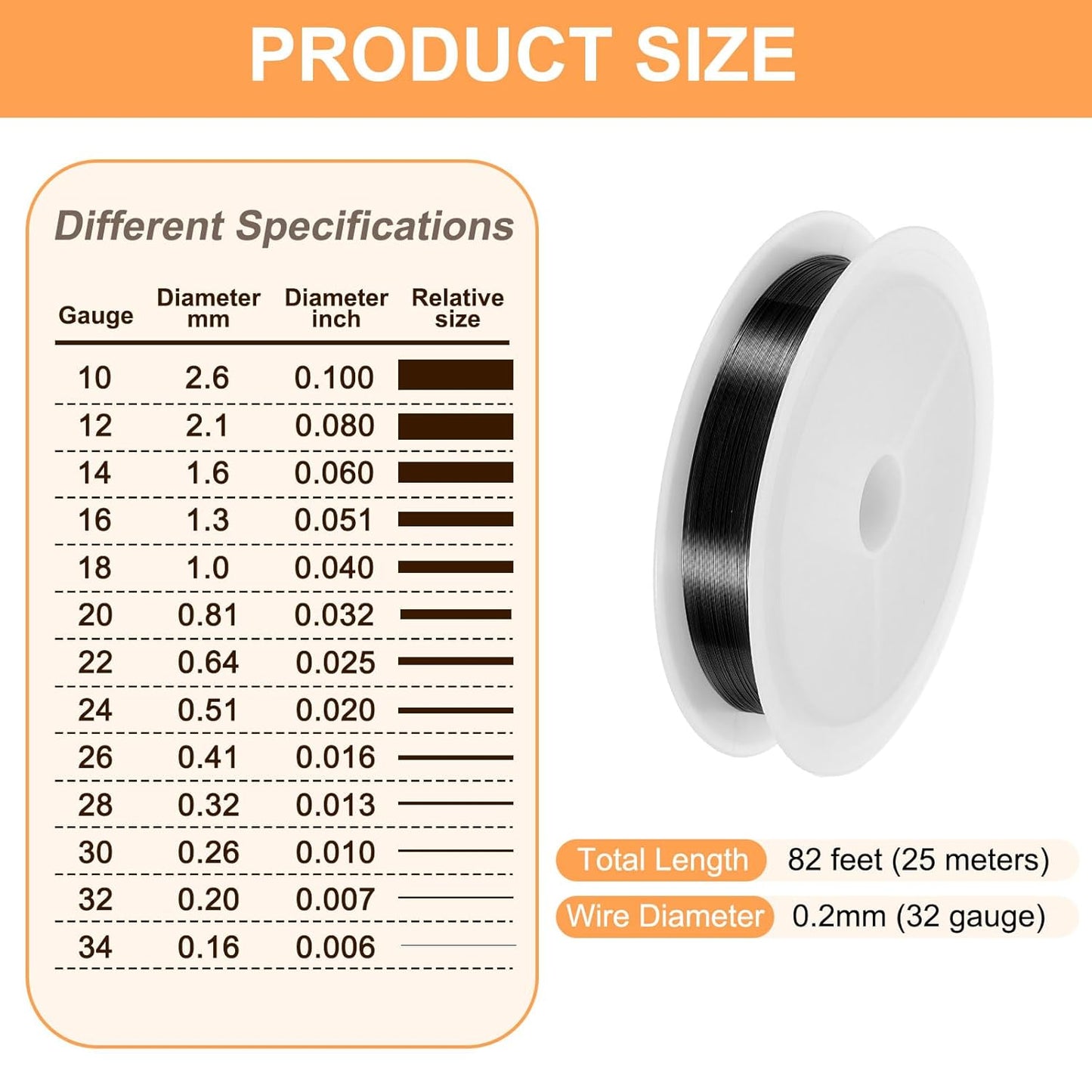 HARFINGTON 82ft Jewelry Wire, 32 Gauge (0.2mm) Brass Craft Soft Metal Tarnish Resistant Copper Beading Wire for Jewelry Making Supplies Crafting, Black