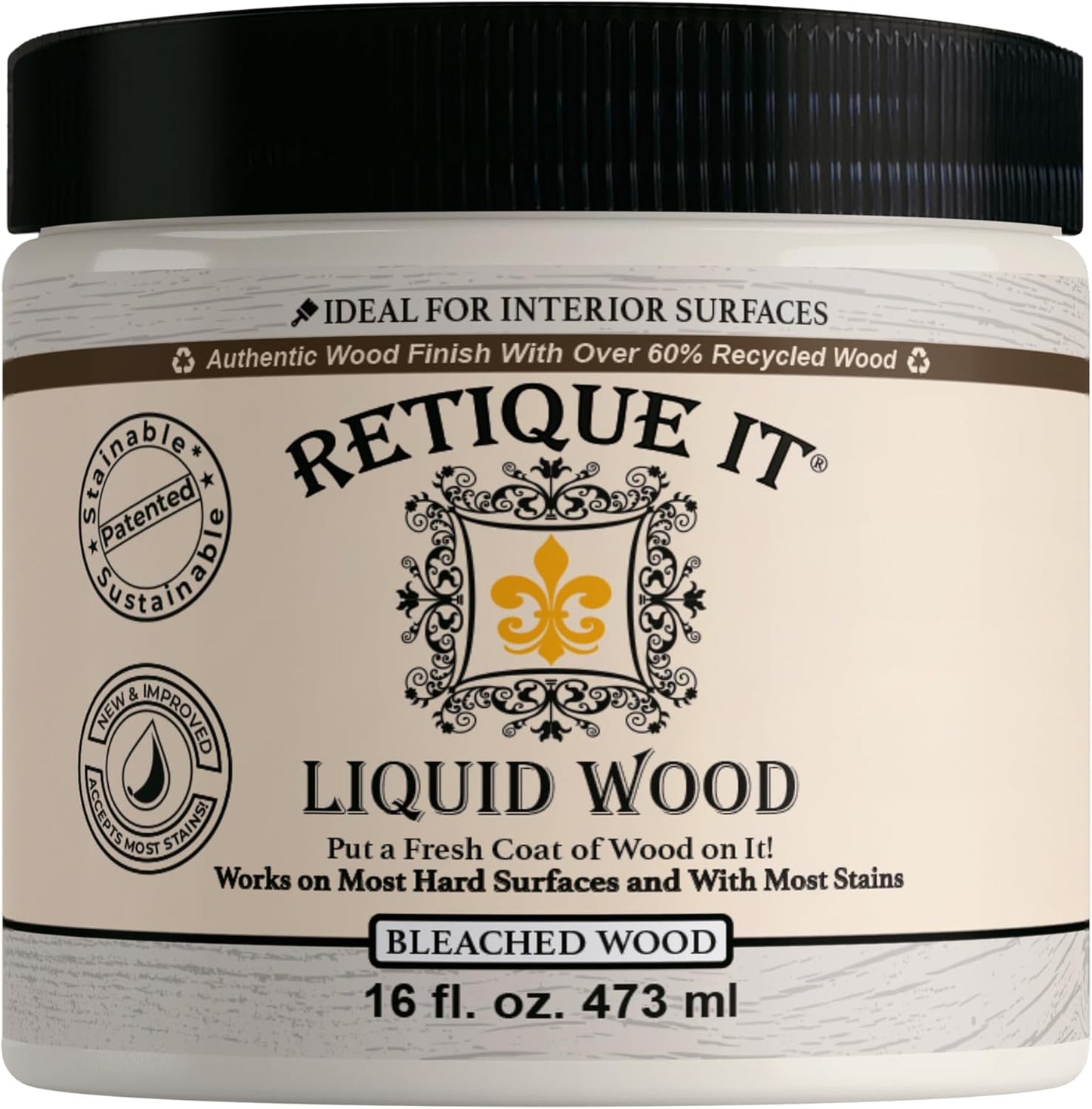 Retique It New and Improved Formula Liquid Wood Coatings - Stainable Primer - Paint It Then Stain it (Bleached Wood, Medium)