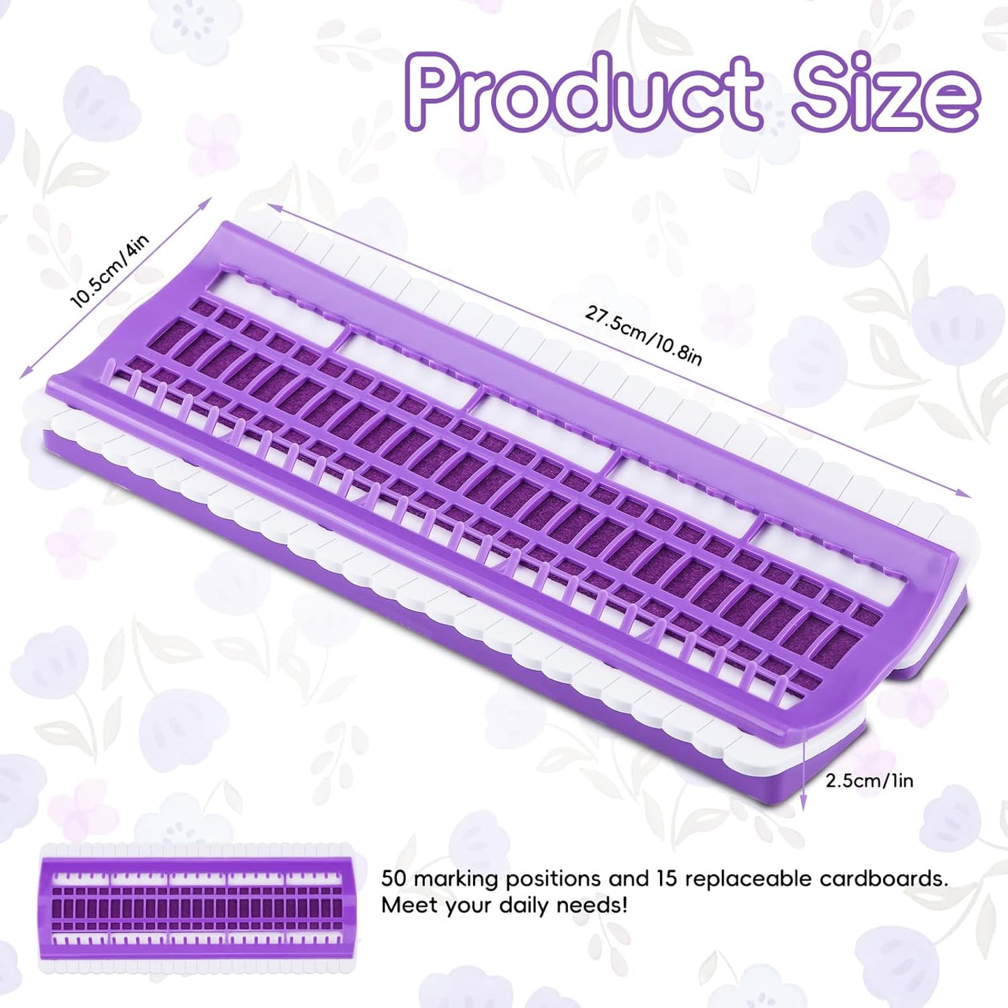 Lokunn Floss Organizer Embroidery, 50 Positions, Thread Organizers for Sewing and Cross Stitch Embroidery Thread, Plastic & Non-Woven Fabric, Purple, Comes with 15 Sticky Notes
