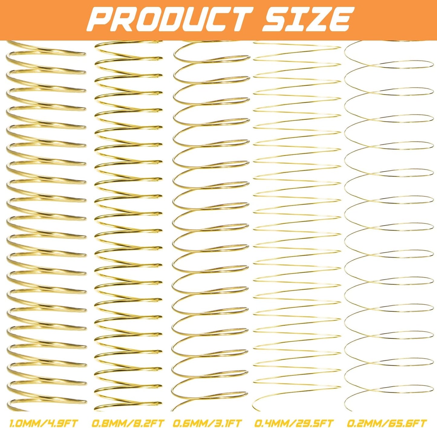 Mixweer 15 Pcs 5 Size Copper Wire 18 20 22 26 32 Gauge Tarnish Resistant Jewelry Wire for Jewelry Making 121 Yard Metal Beading Crafting (Gold)