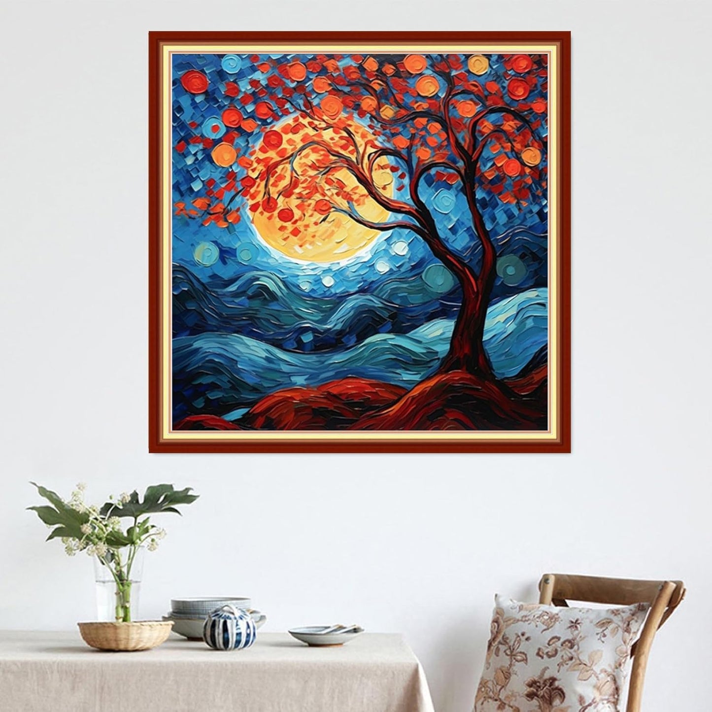 DMCVIVR Stamped Cross Stitch Kits for Adults Beginners Embroidery Kits 11CT Needlepoint Kits Cross Stitch Patterns Embroidery Patterns&Moon Tree 18x18 inch