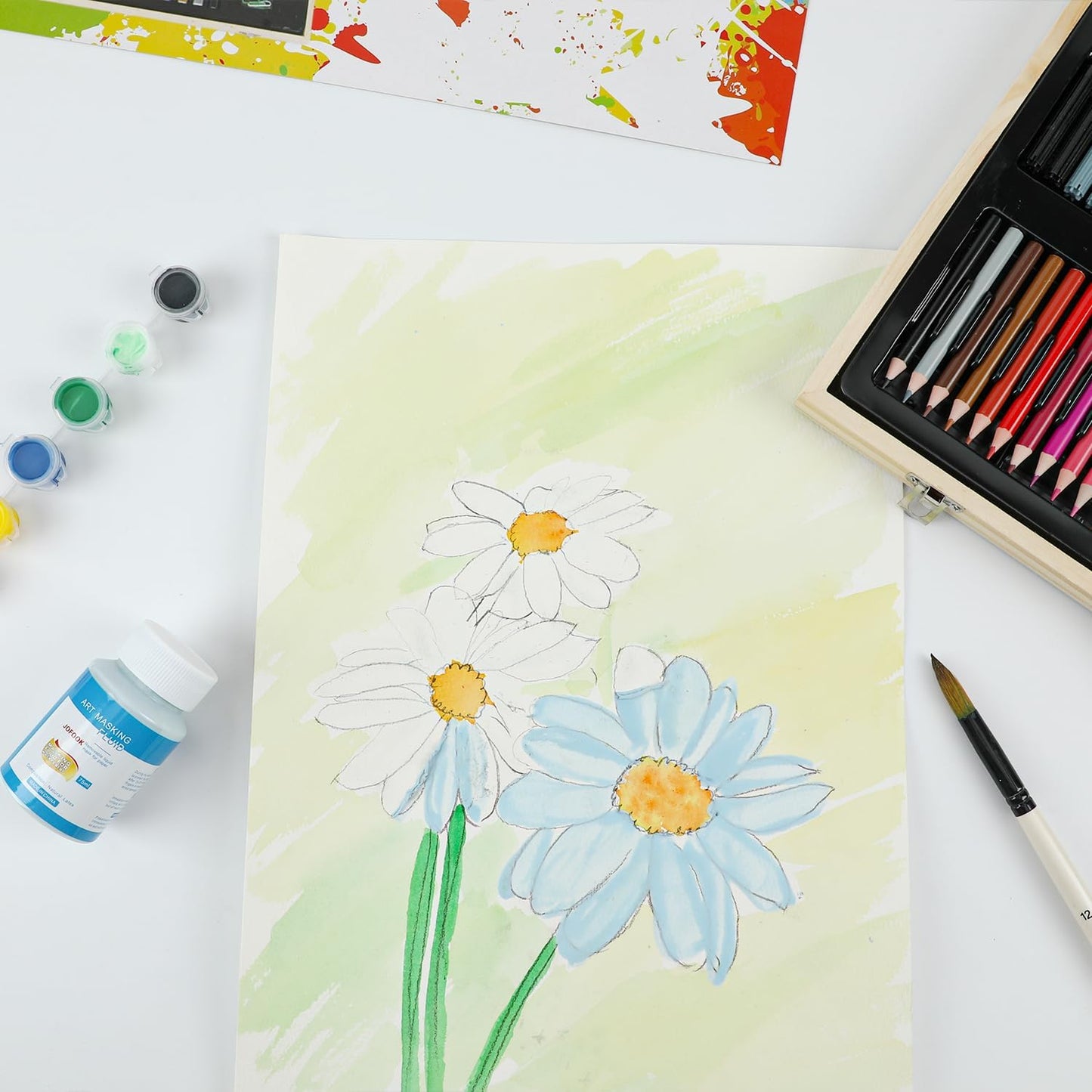 Liquid Latex Art Masking Fluid(5.3 fl oz) for Watercolor, Gouache Painting, Ink & Illustration, Arts Projects & Crafts Supplies Drawing Gum,Set of Two Bottles, Blue