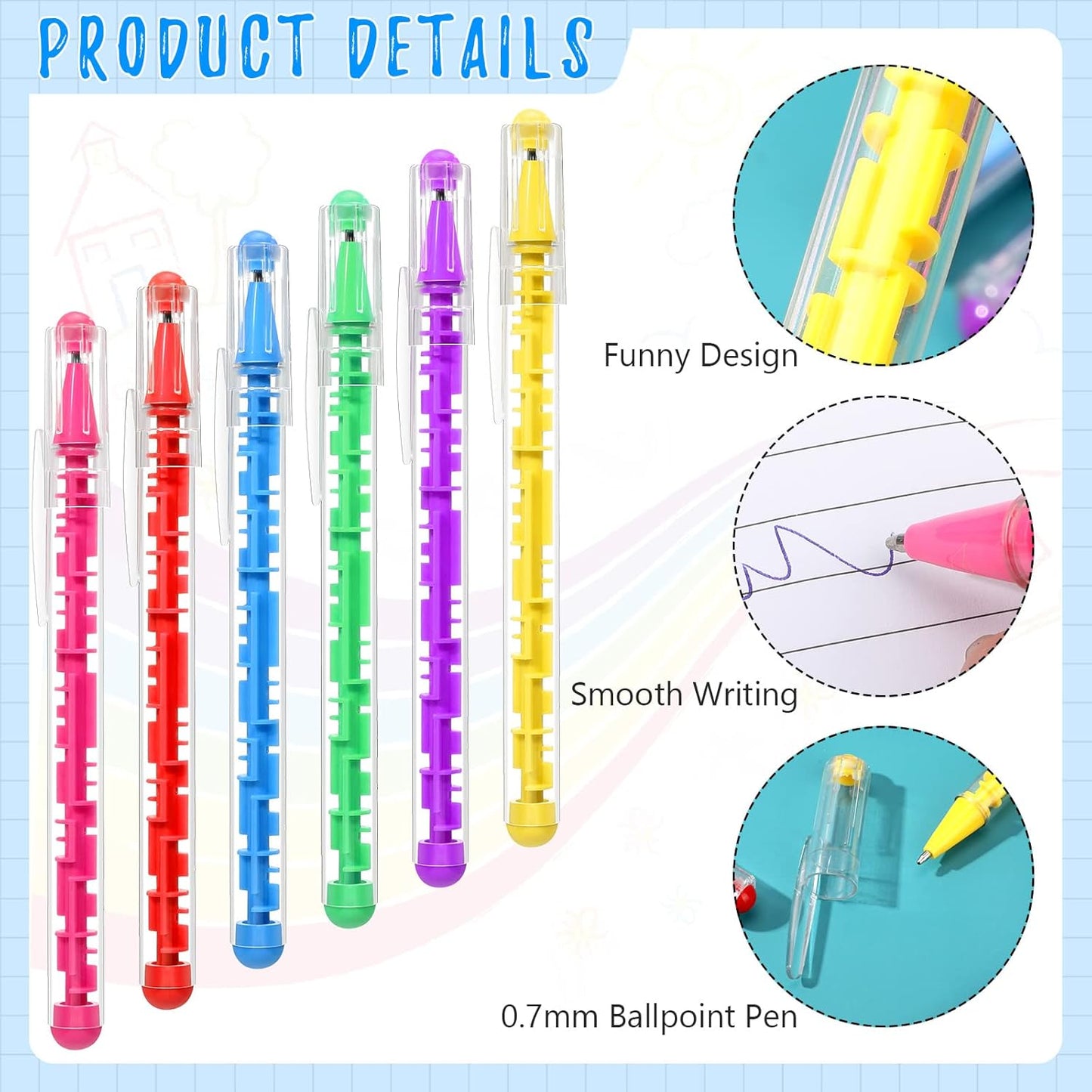 Epakh 36 Pcs Maze Puzzle Shape Ballpoint Pen with Built in Ball Novelty Creative Pens Blue Ink Fidget Maze Toy Stress Relief Puzzle toys for Adult Kids Office School Party Favor, Bright Colors
