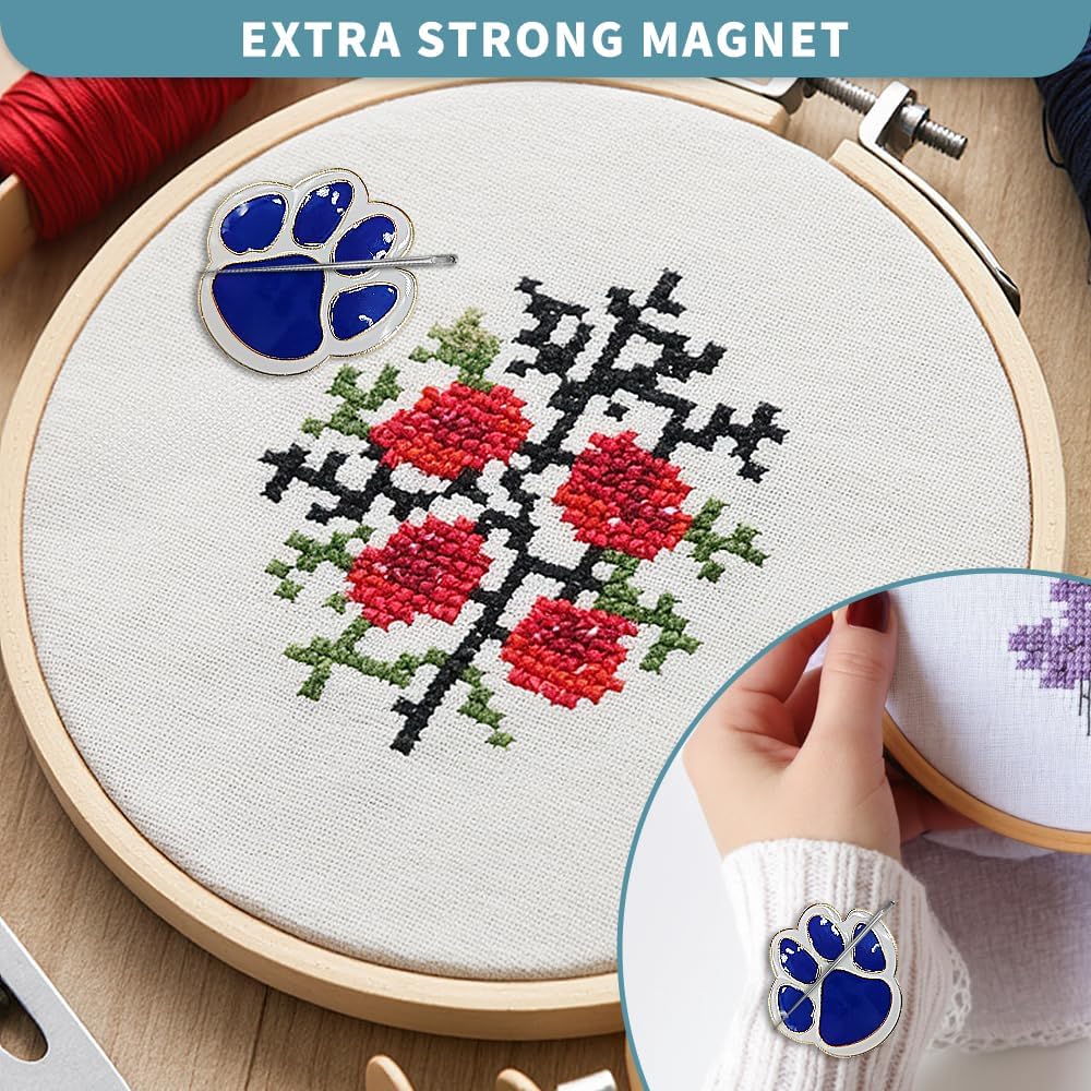 Magnetic Needle Minder Magnet Embroidery Accessories and Supplies Embroidery Needle Holder Cross Stitch Holder Needlework Supplies (Cardinal) (CatClaw)