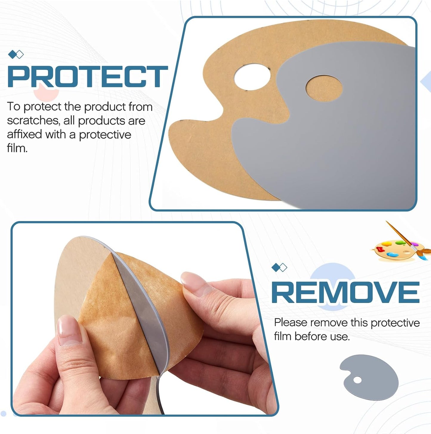 Honoson 2 Pack 11.8 x 15.7 Inch Acrylic Paint Palette with Thumb Hole Clear Paint Pallet, Easy to Clean Non Stick Artist Pallet for Oil Watercolor Craft DIY Painting Palette (Oval)