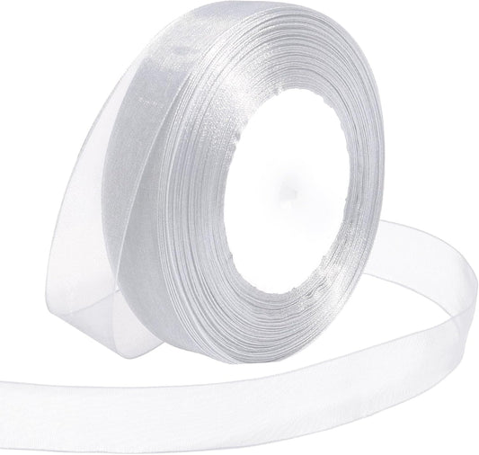 Ribbon for Gift Wrapping 3/4 inch Dusty Blue Sheer Organza Ribbon for Flower Bouquet Tulle Thin Chiffon Ribbons for Wedding Invitations Christmas Halloween Presents Decorations Crafts 50 Yards