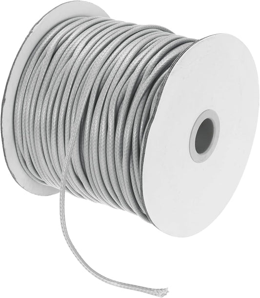 MECCANIXITY Waxed Cord 2.5mm Waxed Polyester Cord 87 Yard Wax String for Bracelet Making, Necklaces, Beading, Jewelry Making and DIY Crafts(Light Gray)