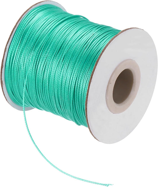 MECCANIXITY Waxed Cord 0.5mm Waxed Polyester Cord 175 Yard Wax String for Bracelet Making, Necklaces, Beading, Jewelry Making and DIY Crafts(Cyan)