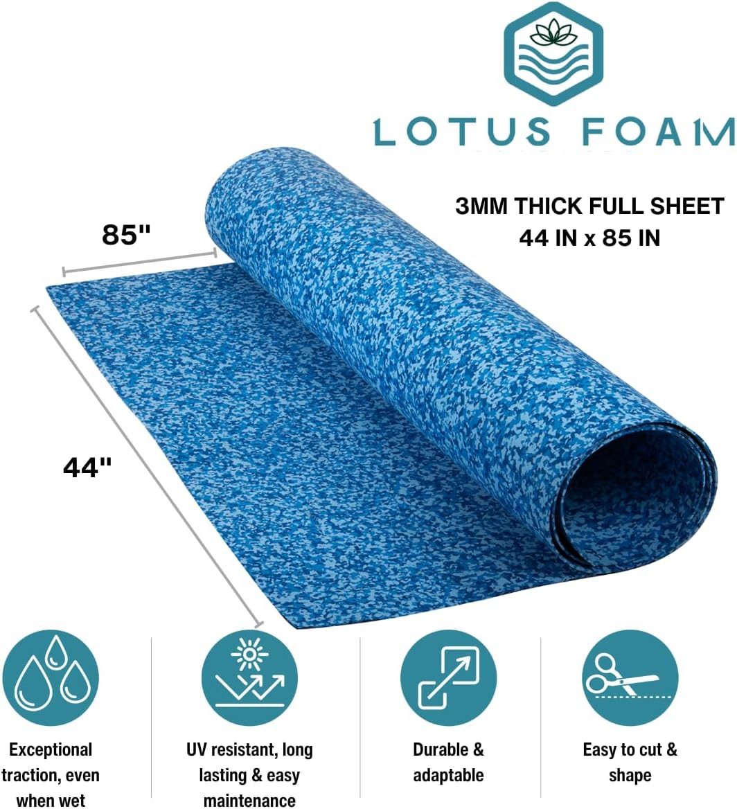 LotusFoam Large 3mm EVA Foam Sheet - 44"x 85" High Density Foam 130 kg/m3 for Cosplay, Costumes, Crafts, Flooring, Outdoor Use - 35 Colors (Aqua Camo) - Aqua Camo