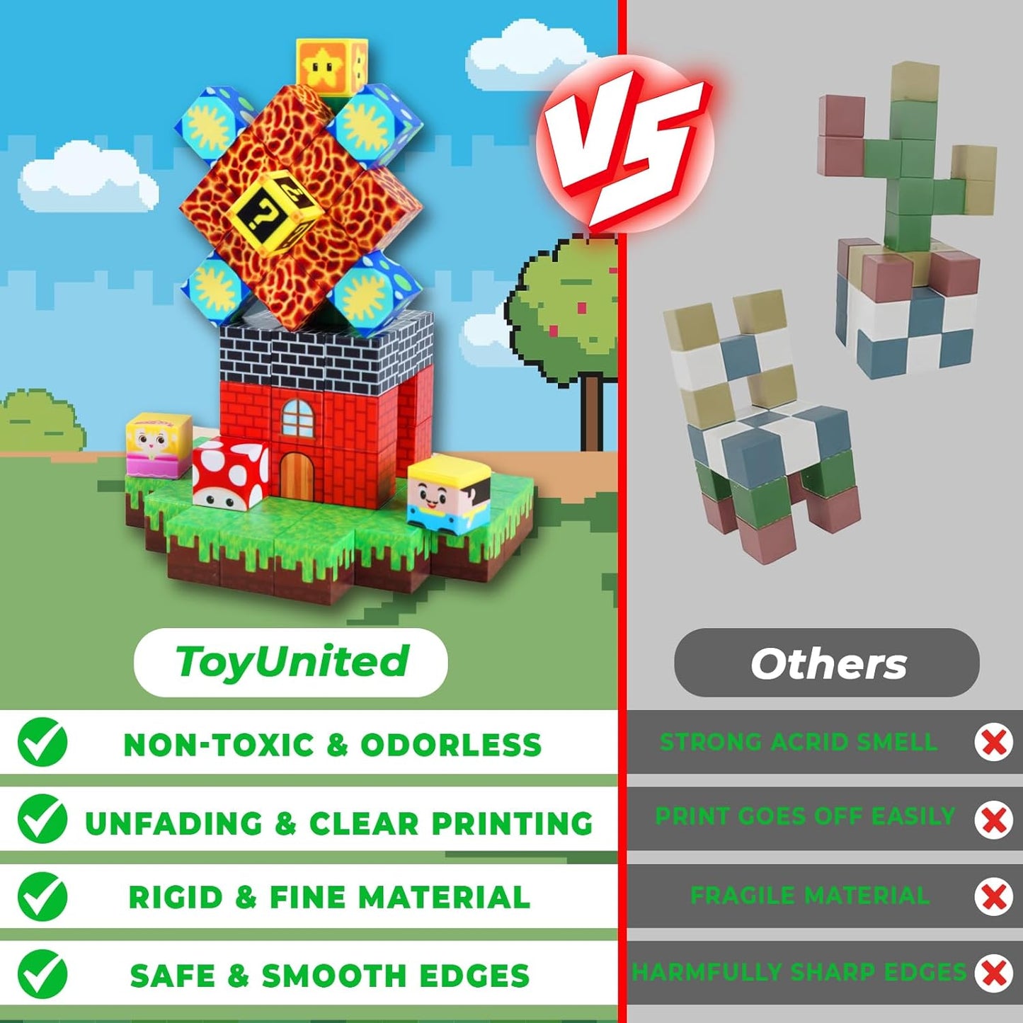 Magnetic Blocks-150 PCS Build Adventure Game Castle World Set - Magnetic Building Cubes Stacking, STEM Montessori Sensory Toys for Kids Boys Girls Ages 3 4 5 6 7 8 9 10 Eater Birthday Gifts