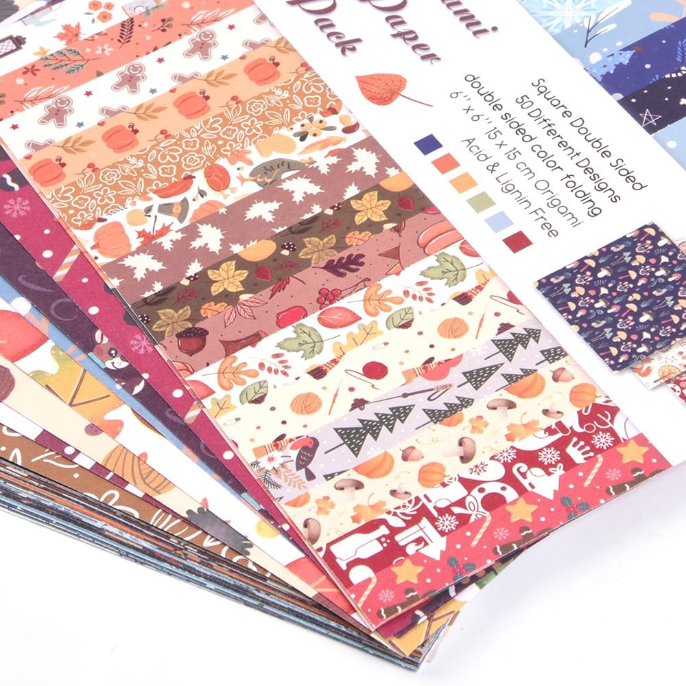 Origami Paper Kit 100 Sheets 70GSM 6 Inch Square Double Sided Color 100 Vivid Solid Colors for Hand Crafts Origami Paper Arts Creativity. Season