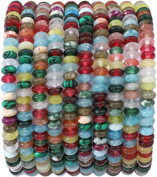 Natural Mix Colored Disk Stone Beads 4x2mm 160pcs Rondelle Loose Semi Gemstone Beads for Jewelry Making Design