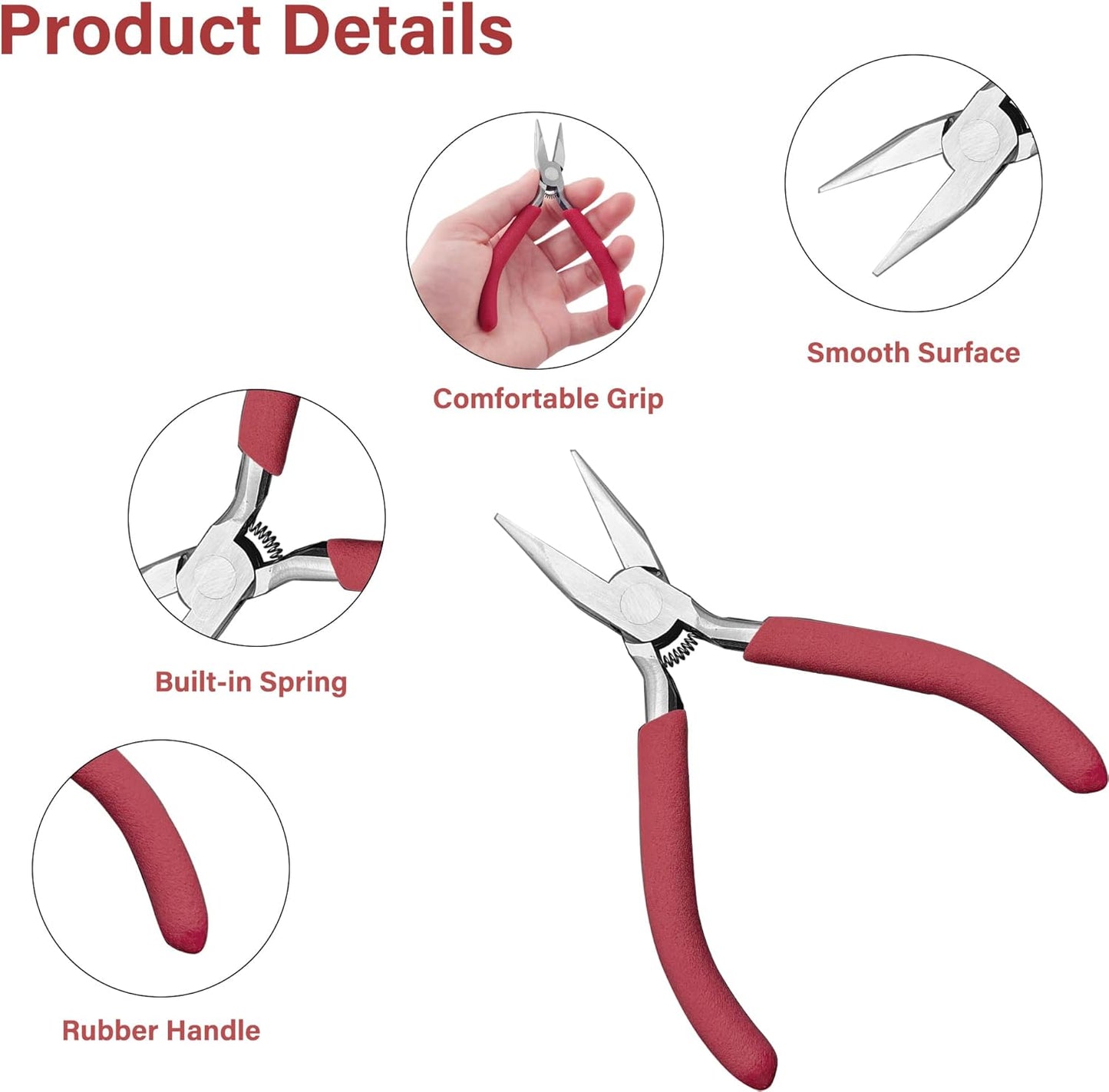 Jewelry Pliers, Spring Loaded Needle Nose Pliers for Object Grasping, Wire Bending and Repair