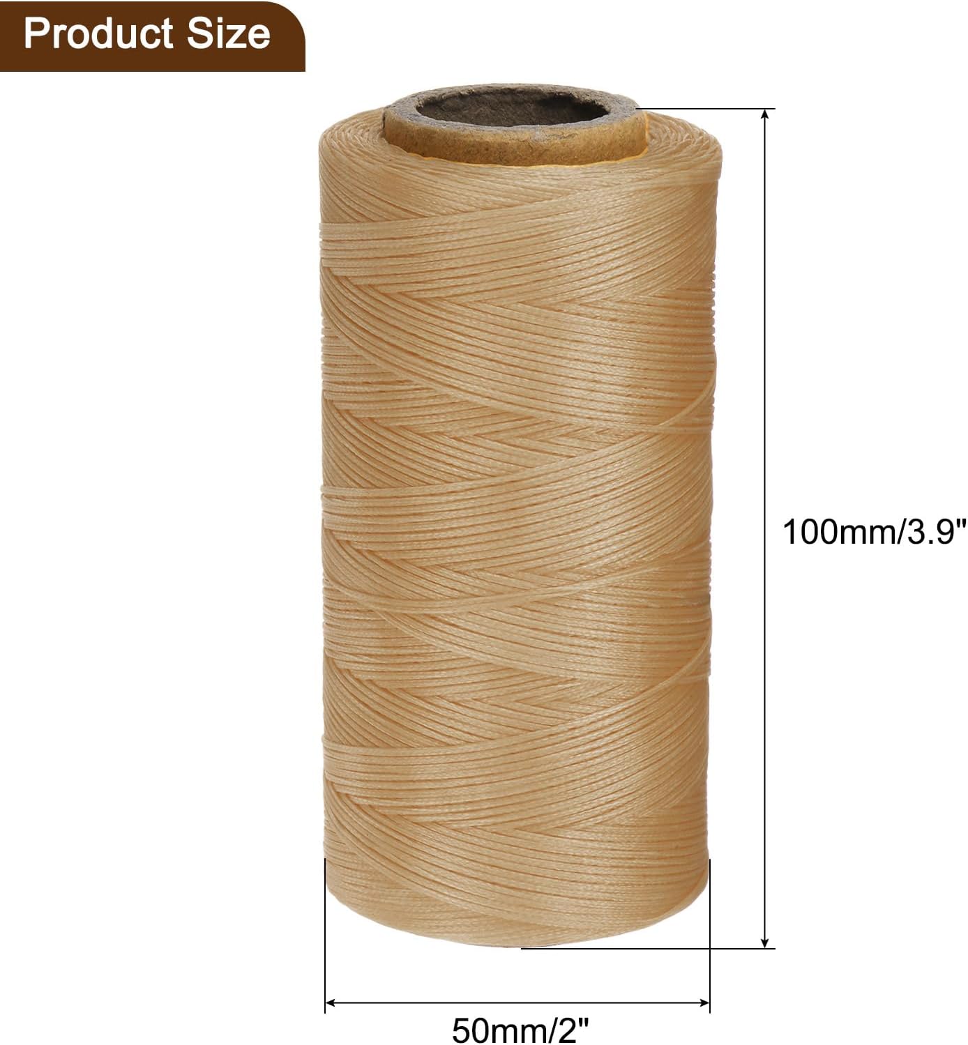 uxcell 150D 0.8mm Flat Waxed Thread 284 Yards Polyester Leather Sewing Waxed String Hand Stitching Waxed Cord for Leather Stitching Sewing Bookbinding DIY Craft Ginger Yellow
