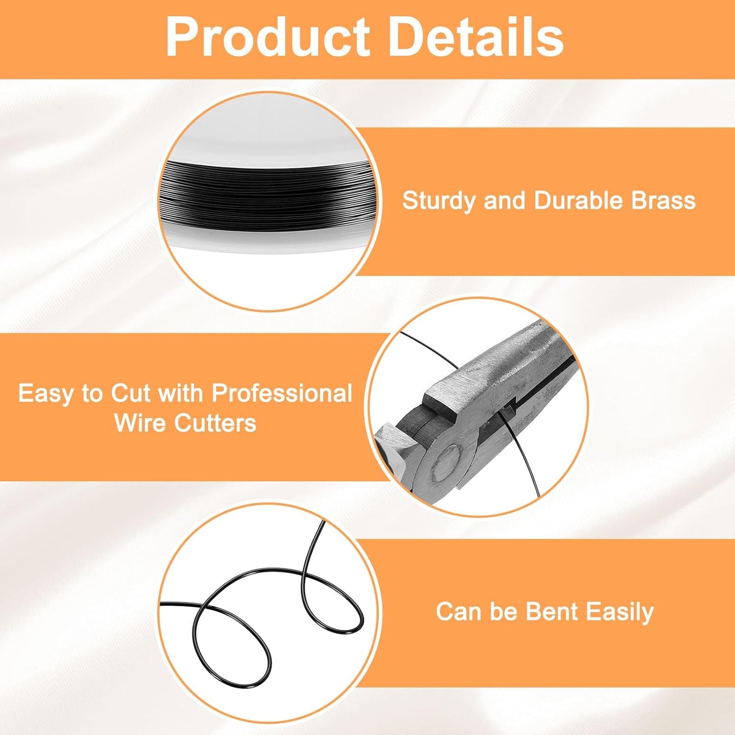 HARFINGTON 49ft Jewelry Wire, 28 Gauge (0.3mm) Brass Craft Soft Metal Tarnish Resistant Copper Beading Wire for Jewelry Making Supplies Crafting, Black