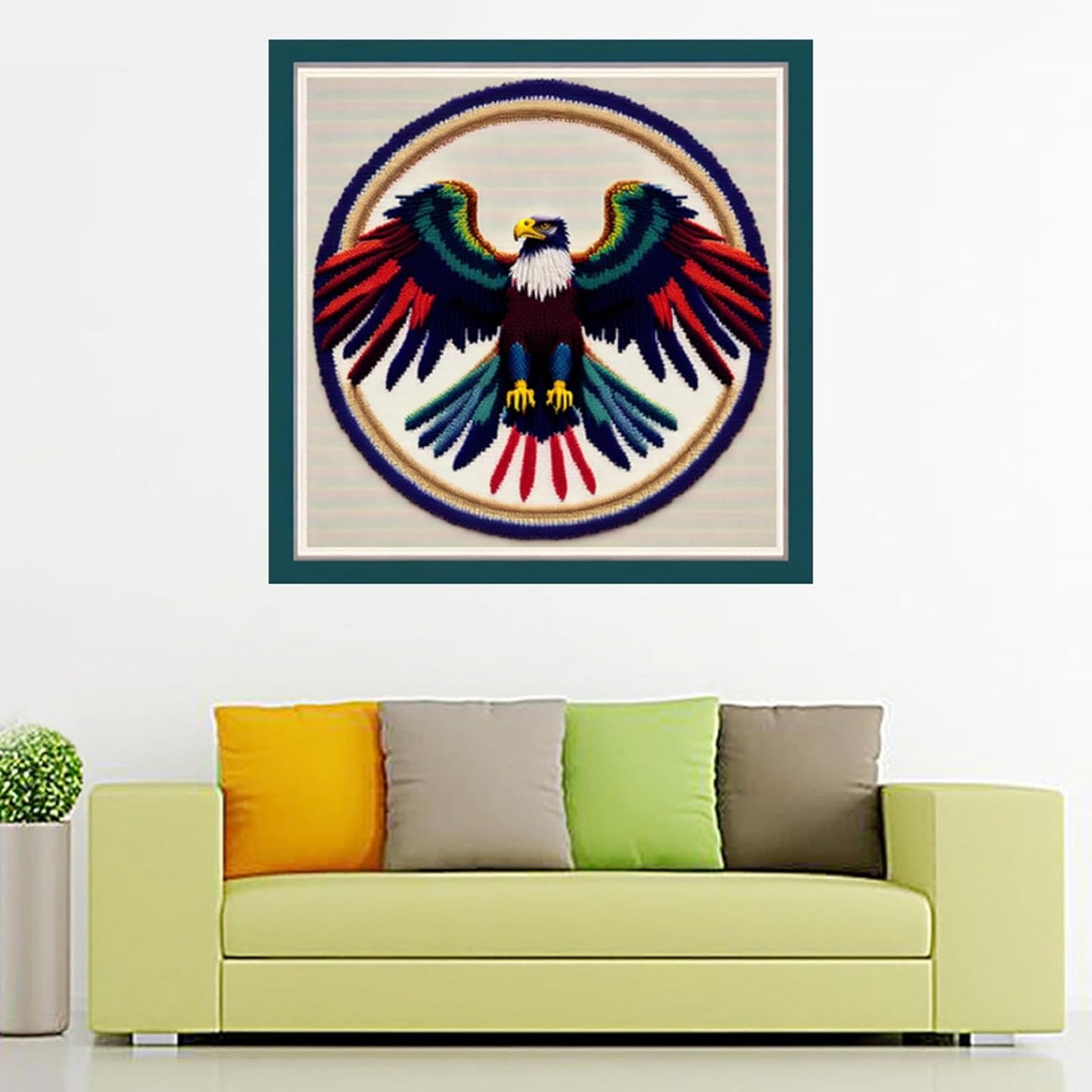 Joyhoor Cross Stitch Kits for Beginners Stamped Cross-Stitch Supplies Needlework preprint Embroidery Kits for Adults DIY Needlepoint Kits Embroidery Patterns 11CT-Colorful Eagle 17.7x17.7 inch