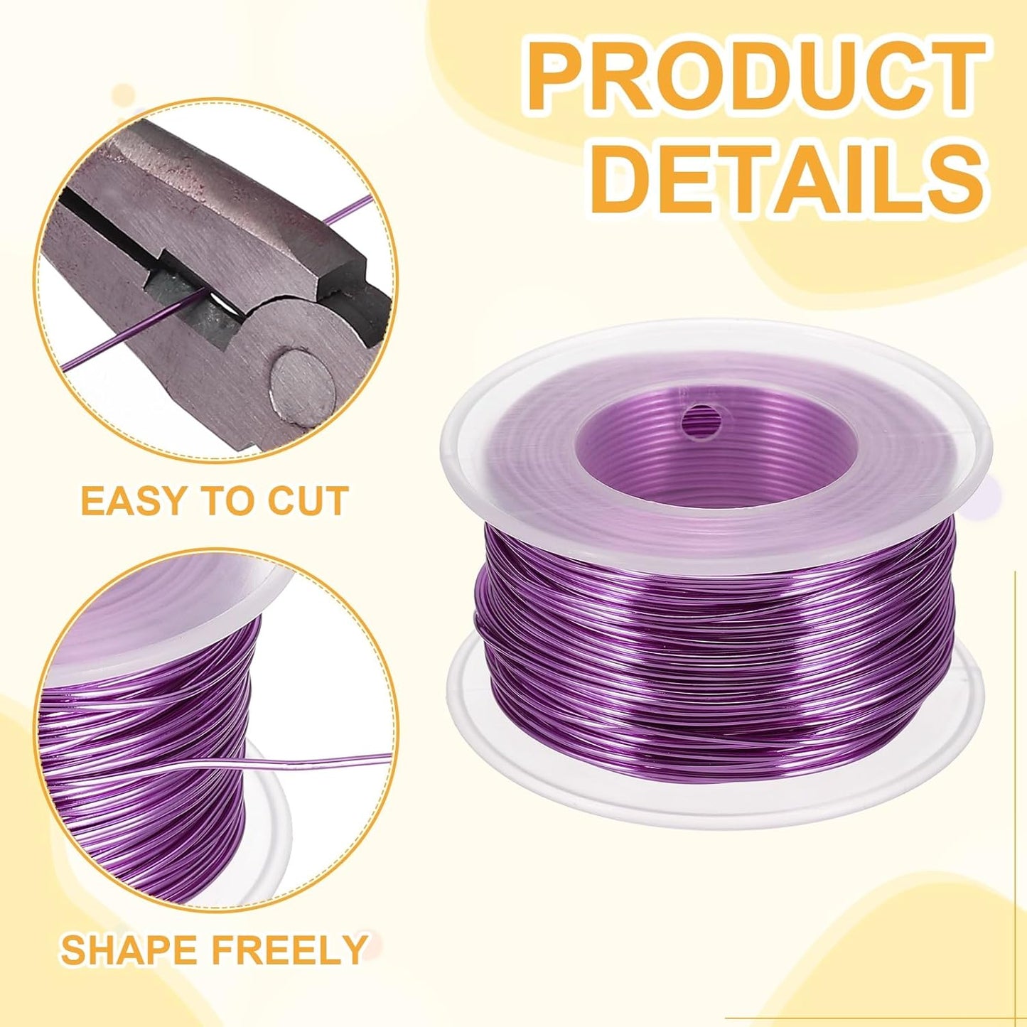 uxcell 18 Gauge / 1mm Anodized Aluminum Wire for Jewelry Craft Making, 102 Feet Bendable Flexible Wire for DIY Home Decor Gardening Sculpture, Purple