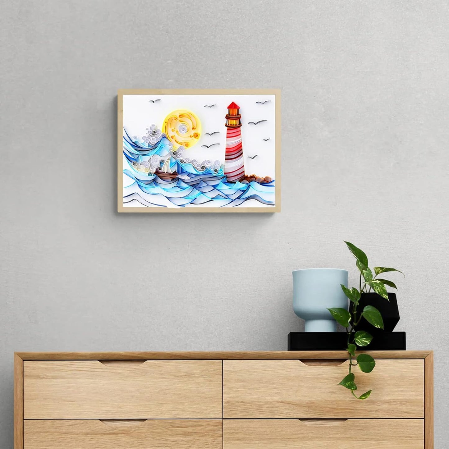 Uniquilling Quilling Kits Paper Quilling Kit for Adults Beginner, 8 * 10 in Paper Filigree Painting Kits, DIY Kits for Adults with Quilling Tools, Modern Wall Art for Living Room