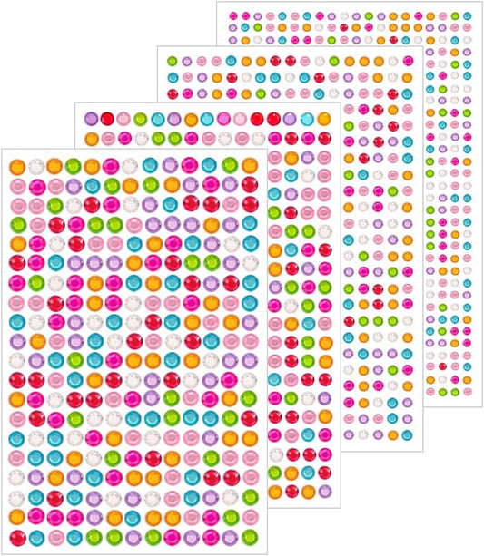 4 Sheets Self Adhesive Pearl Stickers, Self 4 Sizes Bling Rhinestone Sticker, Rhinestone Stickers,Flat Back Pearls Sticker for DIY Crafts Craft Card Decorations Nail Art Beauty Makeup (Colorful)