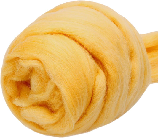 3.53oz Wool Roving Yarn, Wool Felting Supplies, Pure Wool, Chunky Yarn, Spinning Wool Roving for Needle Felting Wet Felting DIY Hand Spinning (Yellow)