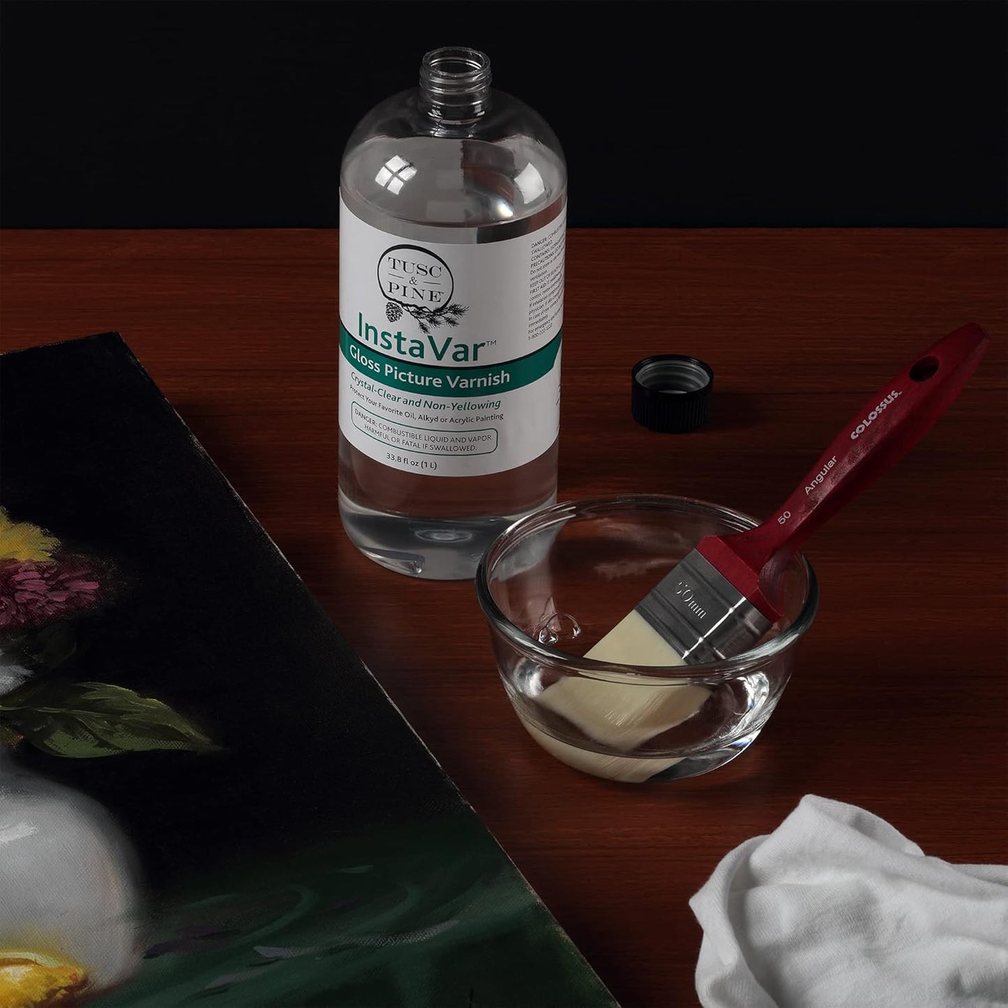 Tusc & Pine InstaVar™ Gloss Picture Varnish - Archival Quality Varnish for Oil, Alkyd, and Acrylic Artists - 16.9oz Bottle